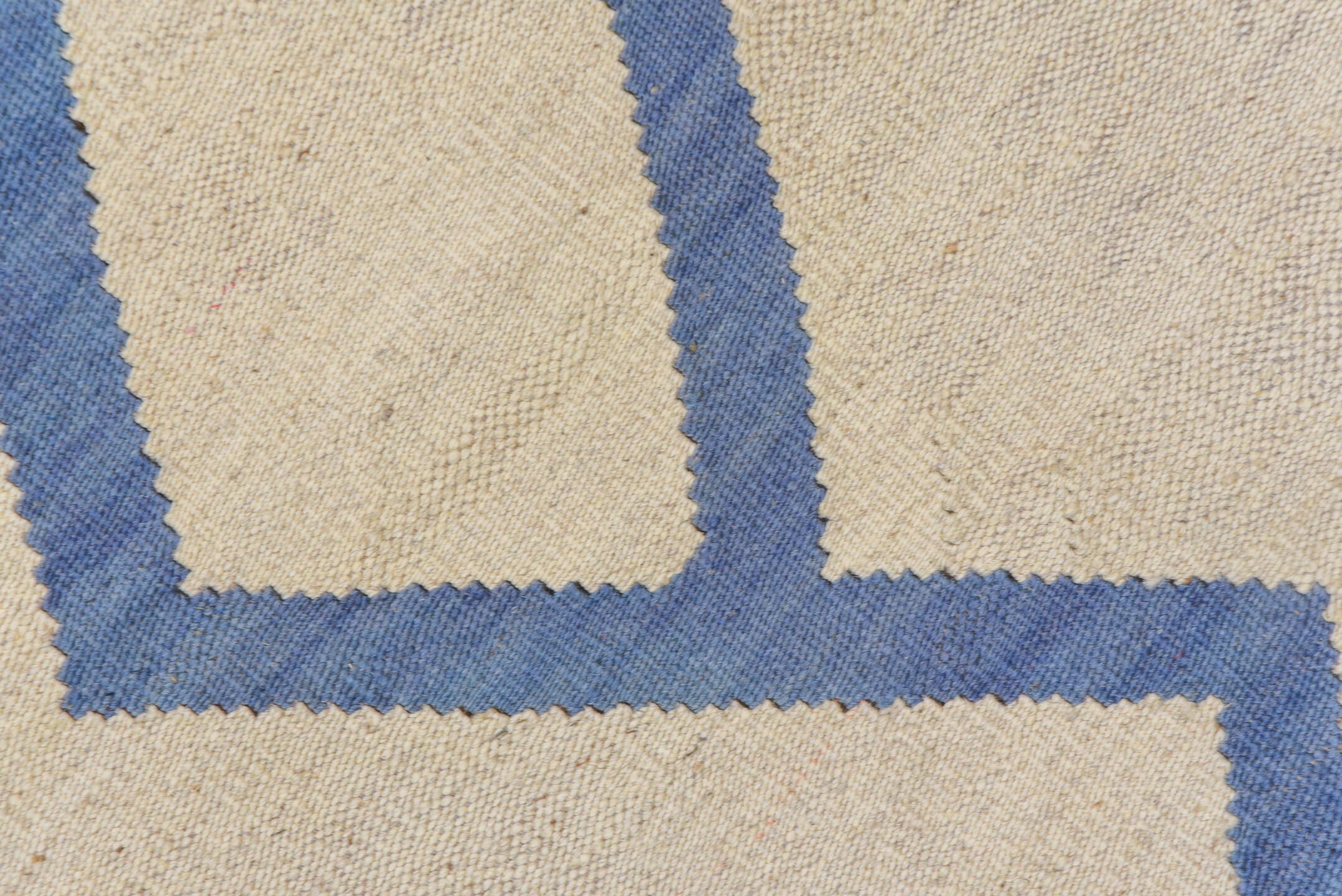10' x 13' one-of-a-kind handmade vintage Kilim large size rug. Color palette: ivory, sky blue, cream, light blue