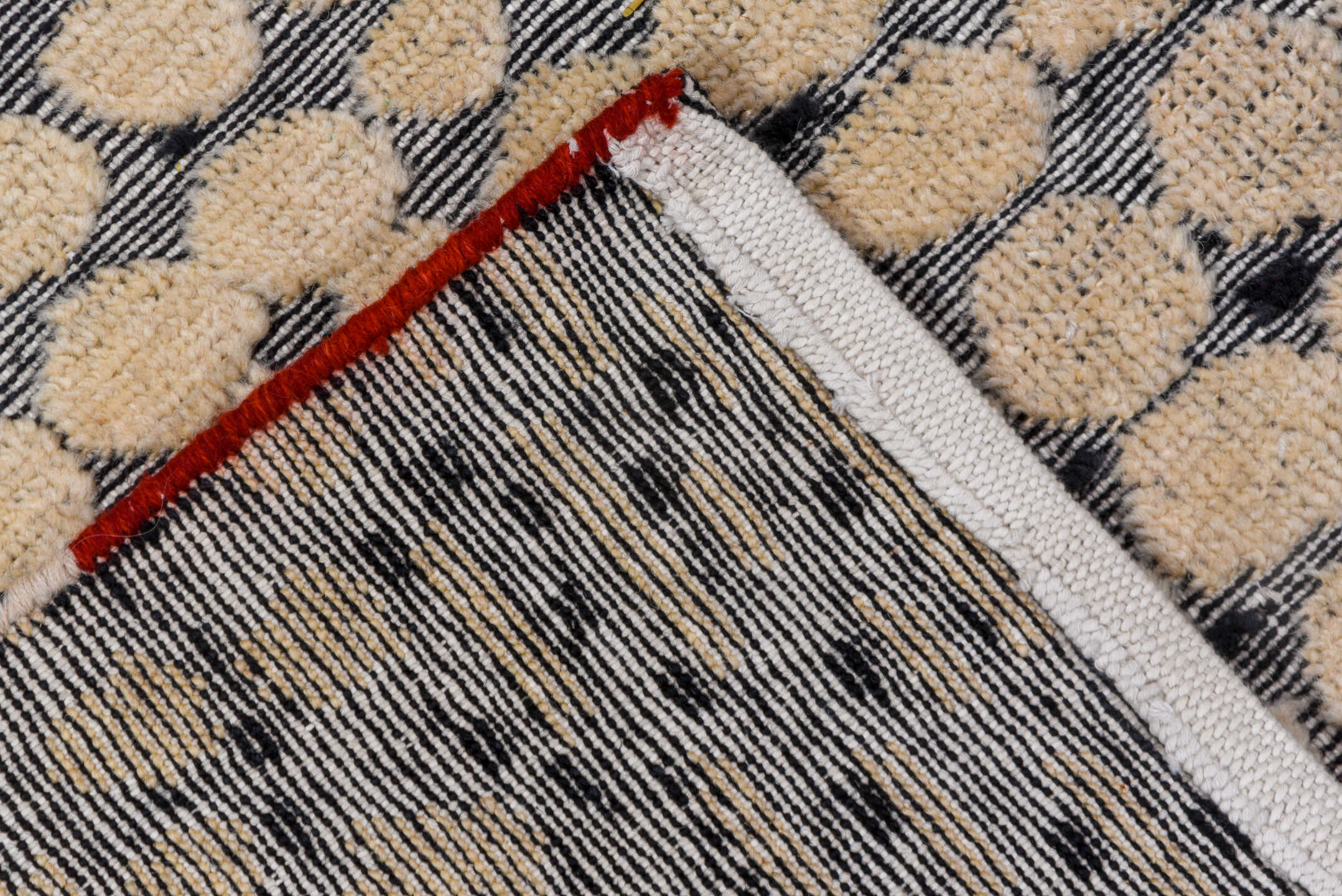 5' x 8' one-of-a-kind handmade handmade Modern medium size rug. Color palette: ivory, slate, charcoal, cream, rose, gray