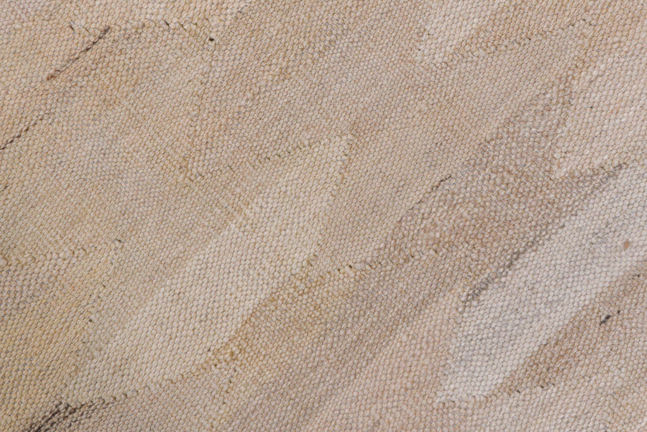 3' x 13' one-of-a-kind handmade vintage Kilim runner rug. Color palette: taupe, ivory, cream, pale_gray, beige, charcoal