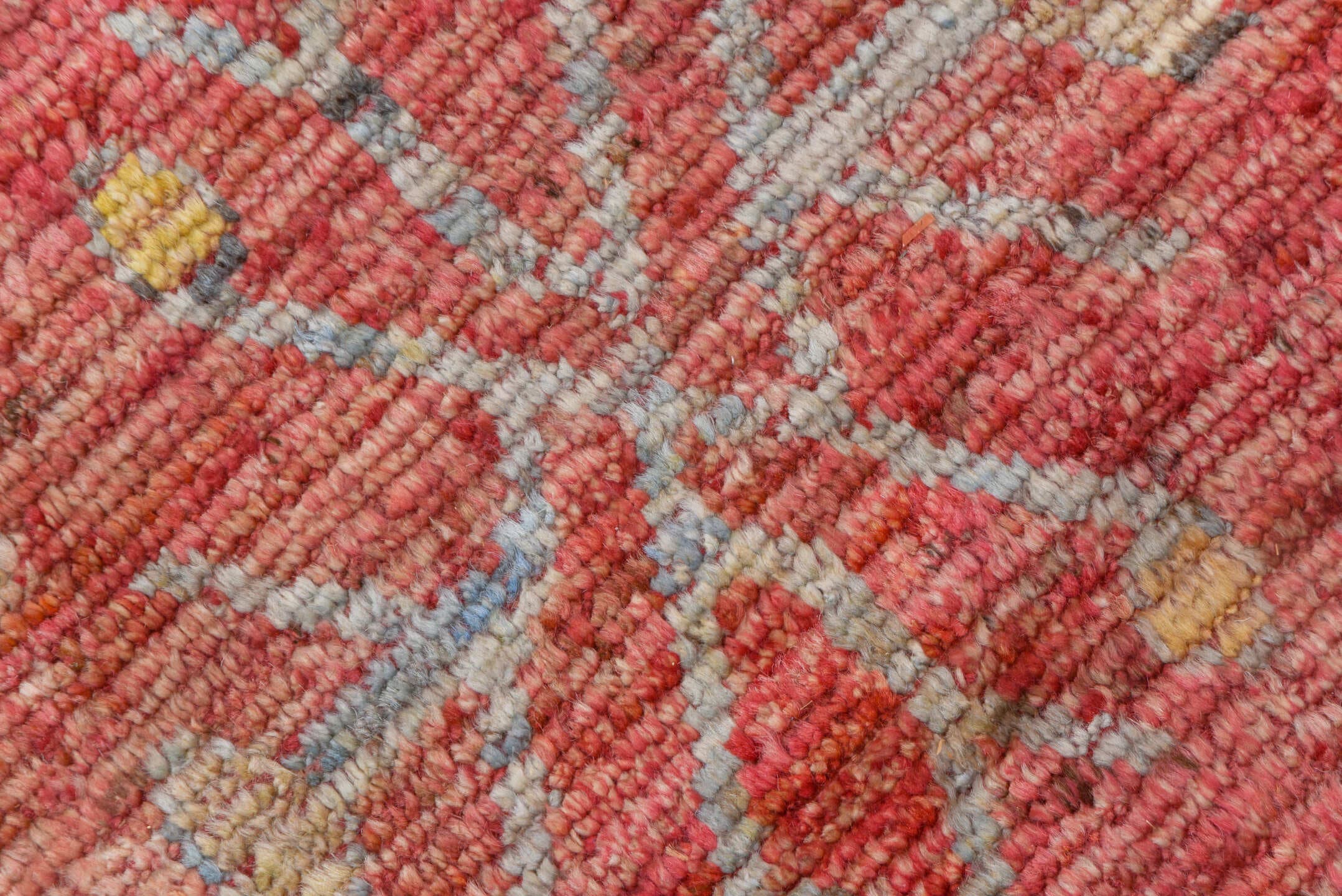 10' x 16' one-of-a-kind handmade vintage Oushak rug. Color palette: coral, ivory, pale blue, gold, salmon, beige, terracotta