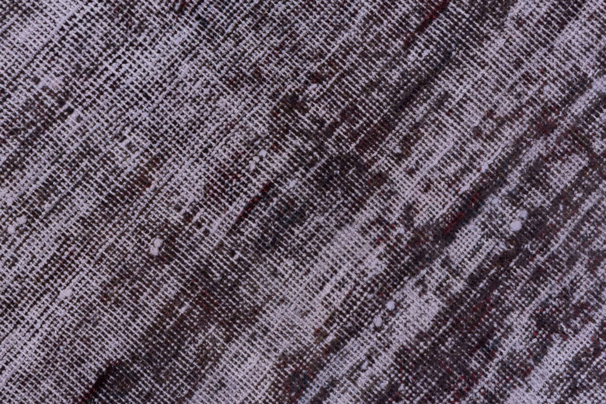 6' x 9' one-of-a-kind handmade vintage Overdyed medium size rug. Color palette: lavender, charcoal, taupe, mauve, ivory