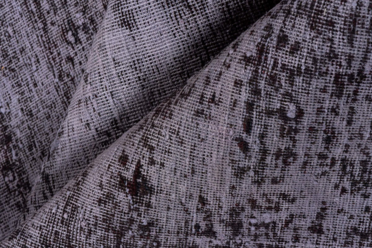 6' x 9' one-of-a-kind handmade vintage Overdyed medium size rug. Color palette: lavender, charcoal, taupe, mauve, ivory
