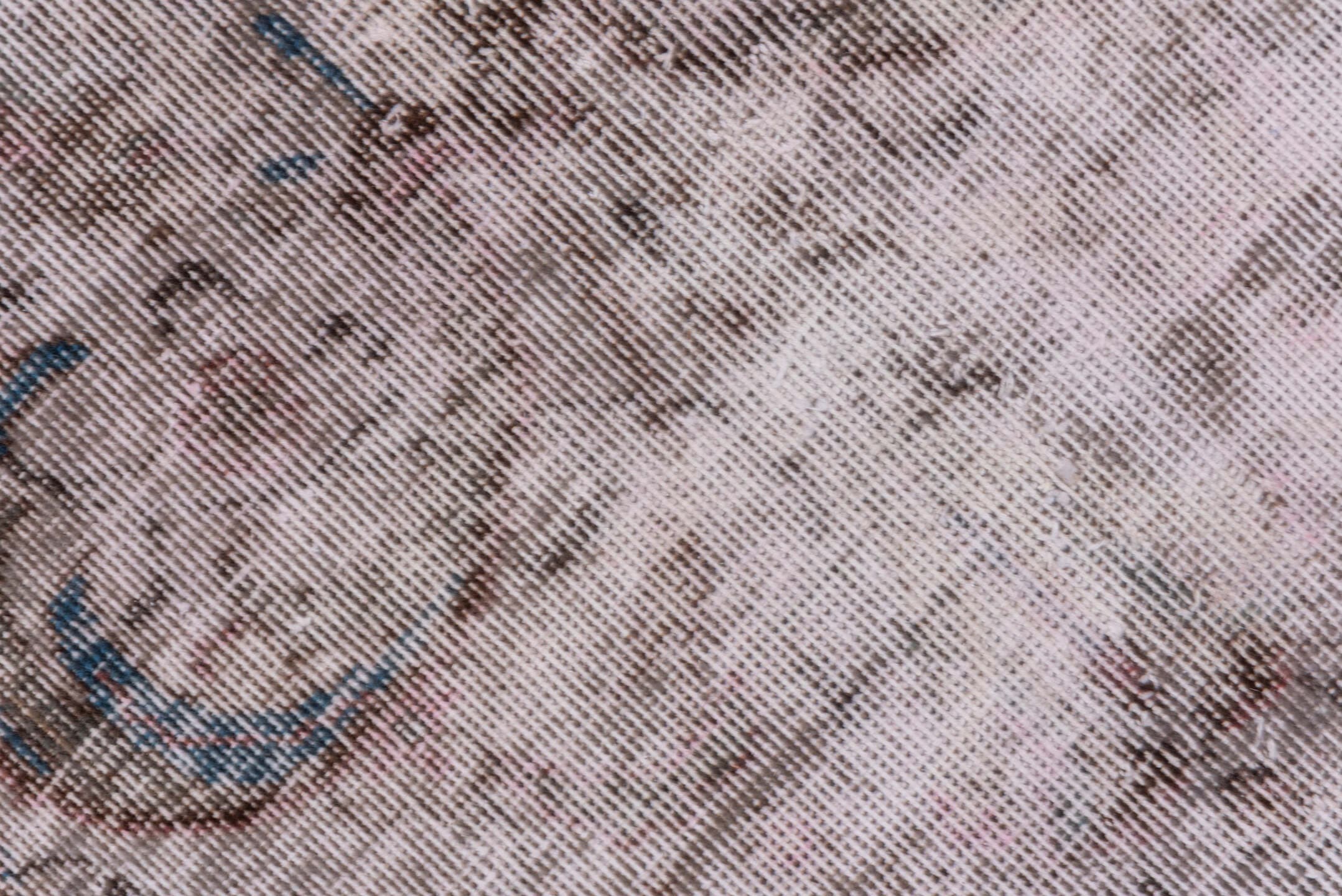 9' x 12' one-of-a-kind handmade vintage Overdyed large size rug. Color palette: blush, taupe, ivory, rose, brown, slate