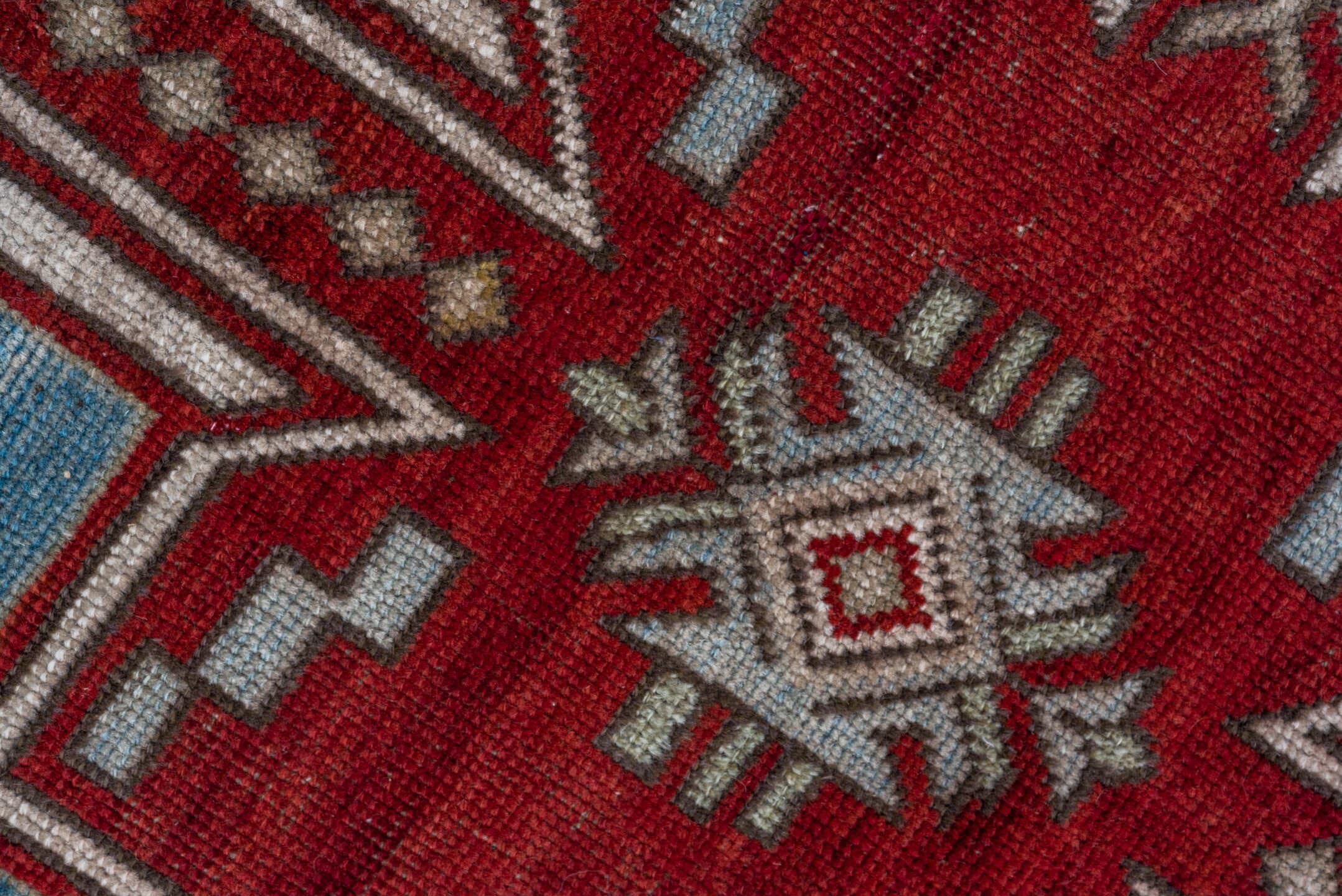 3' x 5' one-of-a-kind handmade antique Shirvan small size rug. Color palette: sky blue, ivory, crimson, burgundy, camel