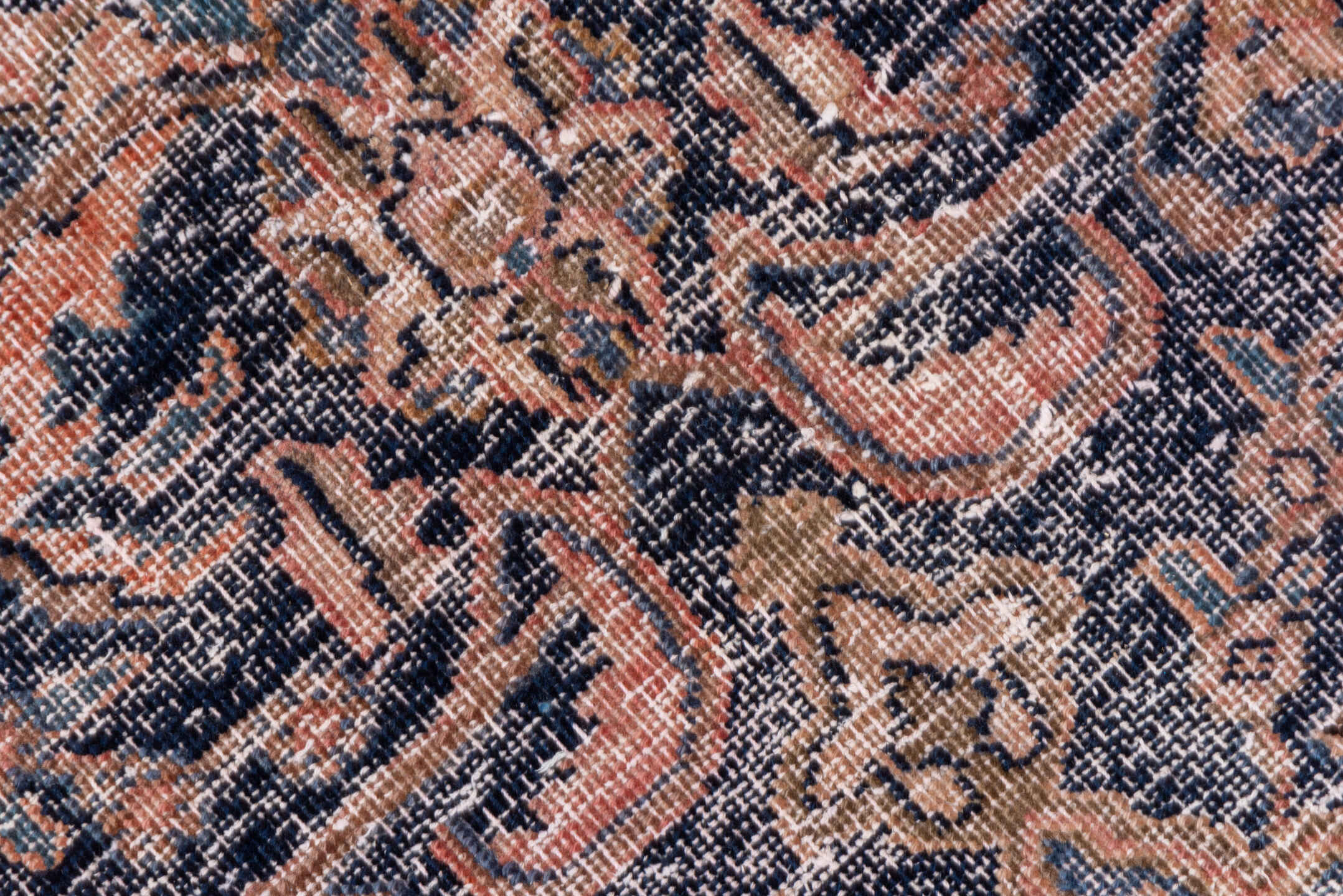 9' x 12' one-of-a-kind handmade vintage Distressed large size rug. Color palette: blush, taupe, charcoal, ivory, rose, slate