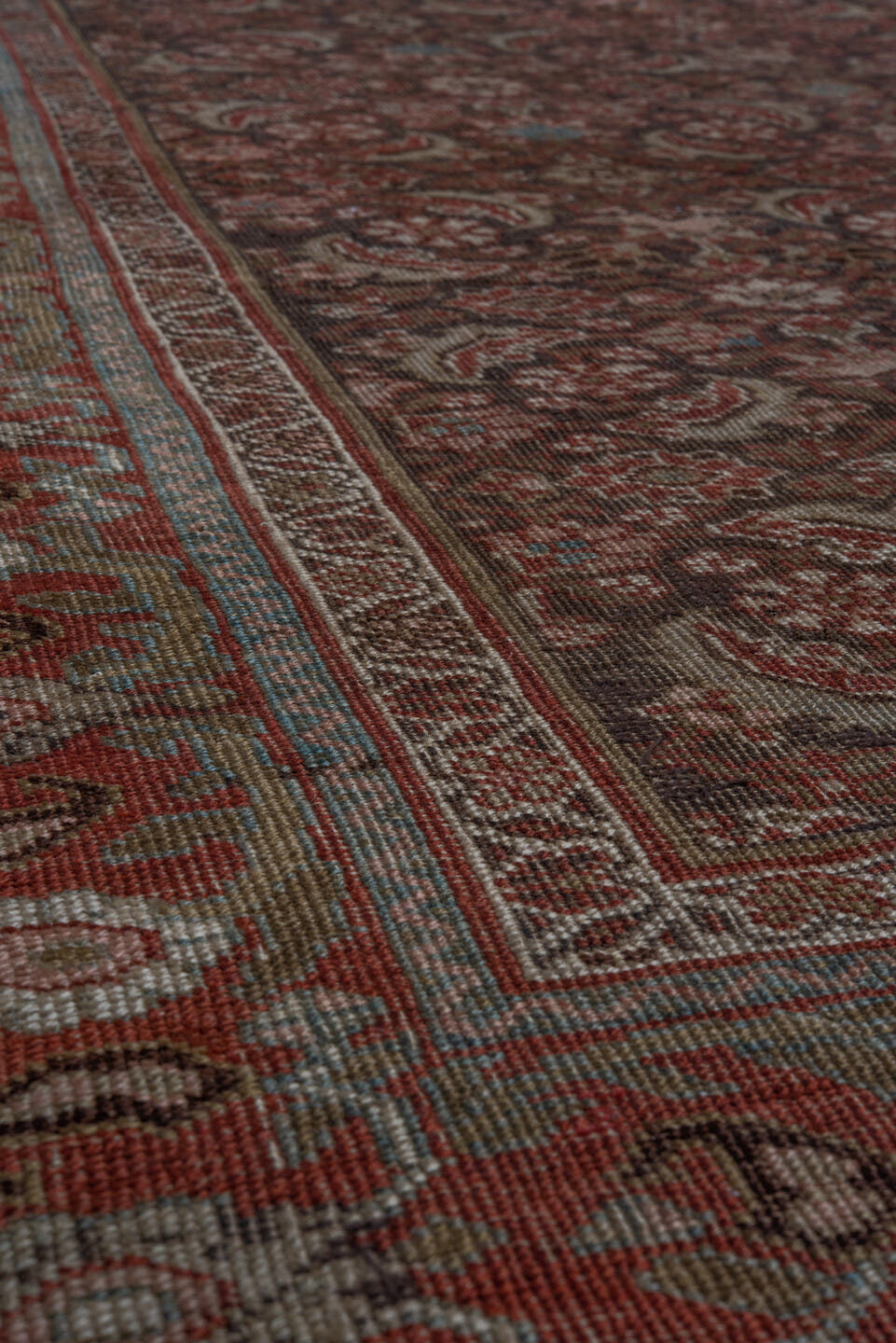 4' x 6' one-of-a-kind handmade antique Bidjar small size rug. Color palette: rust, brown, ivory, sage, rose, slate, burgundy