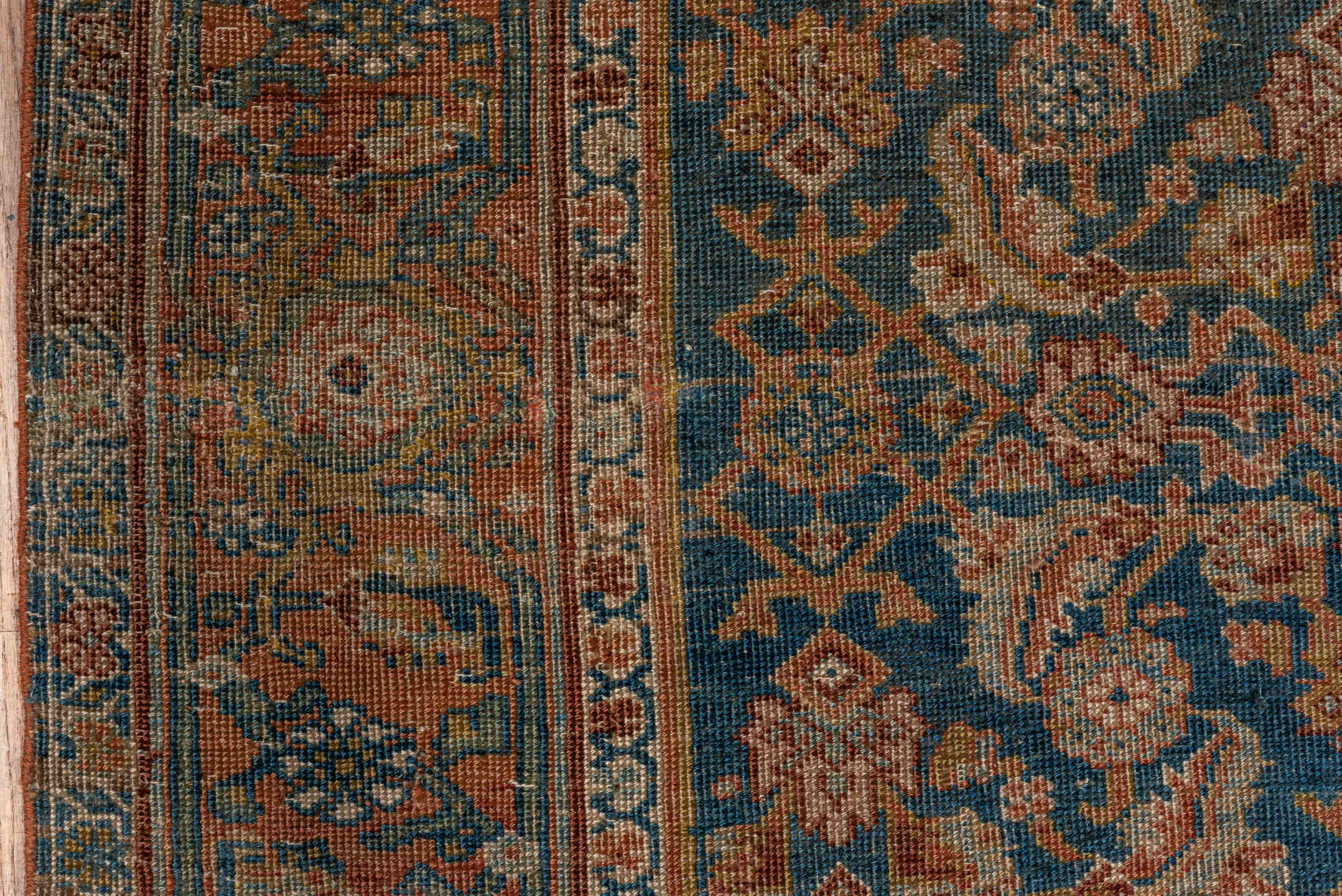 5' x 11' one-of-a-kind handmade antique Bidjar rug. Color palette: rust, blue, ivory, camel, slate, taupe, gold, terracotta