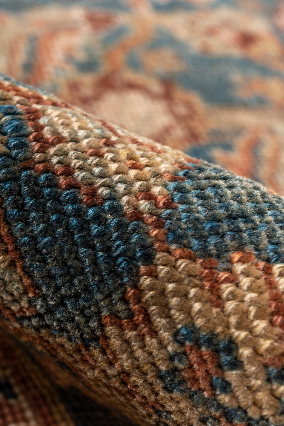 5' x 11' one-of-a-kind handmade antique Bidjar rug. Color palette: rust, blue, ivory, camel, slate, taupe, gold, terracotta
