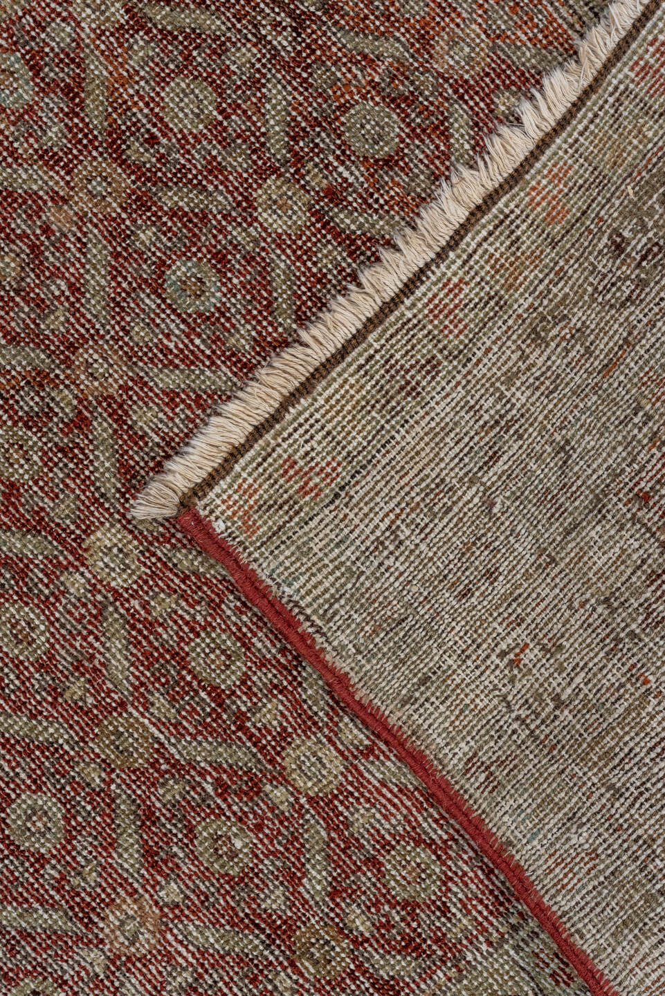 2' x 10' one-of-a-kind handmade antique NW Persian runner rug. Color palette: taupe, rust, terra cotta, brown, ivory