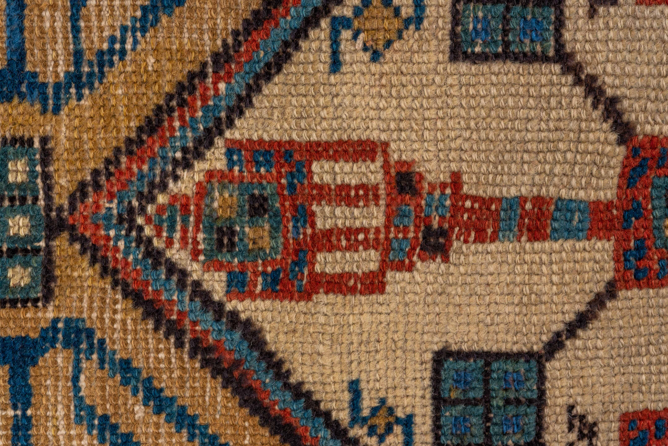 3' x 10' one-of-a-kind handmade antique Sarab runner rug. Color palette: camel, indigo, ivory, rust, terra cotta, navy