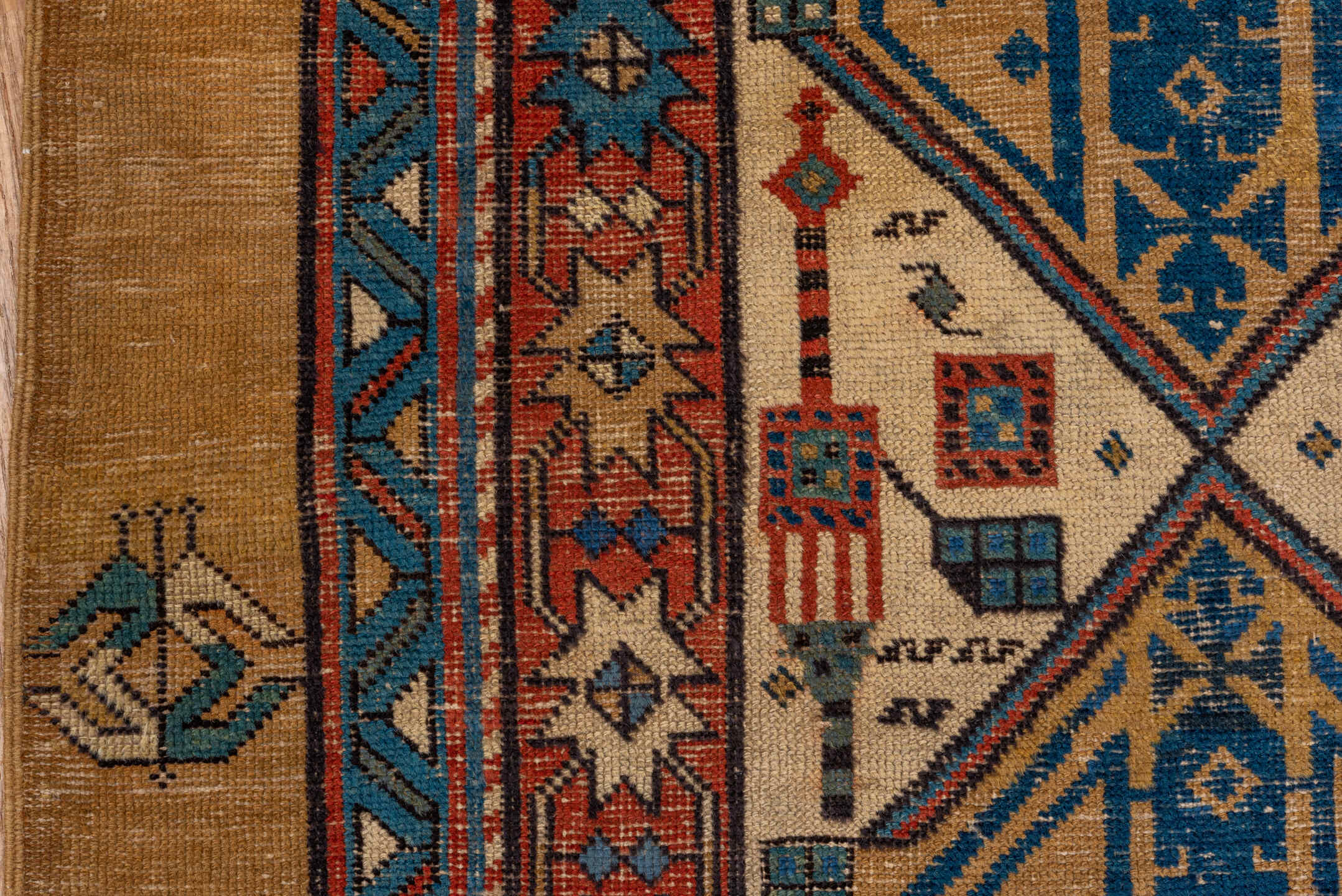 3' x 10' one-of-a-kind handmade antique Sarab runner rug. Color palette: camel, indigo, ivory, rust, terra cotta, navy