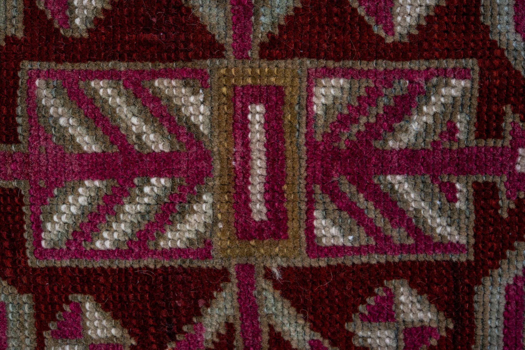 3' x 17' one-of-a-kind handmade vintage Caucasian runner rug. Color palette: brown, gray, off-white, red, snow, white