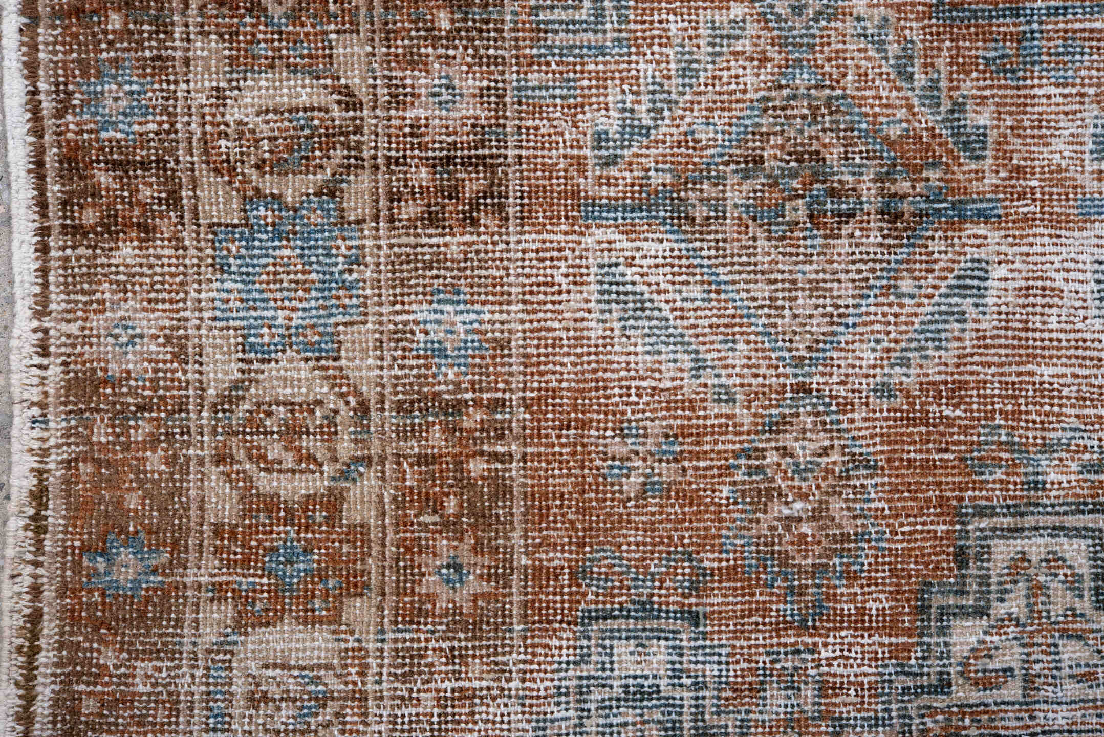 3' x 5' one-of-a-kind handmade vintage Afshar small size rug. Color palette: blue, brown, dark gray, dim gray, gray