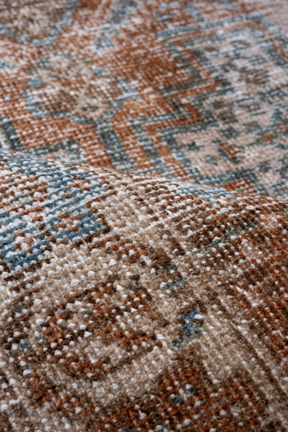 3' x 5' one-of-a-kind handmade vintage Afshar small size rug. Color palette: blue, brown, dark gray, dim gray, gray