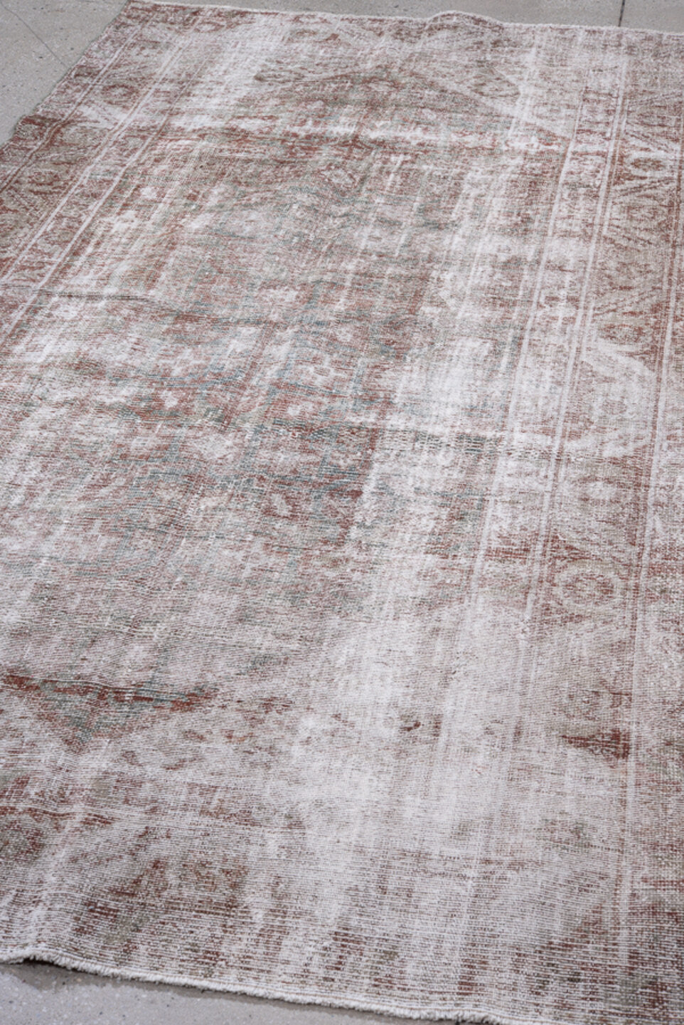 4' x 9' one-of-a-kind handmade antique Malayer runner rug. Color palette: rose, ivory, dusty blue, taupe, blush, faded rust