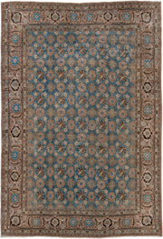 7' x 10' one-of-a-kind handmade vintage Sivas large size rug. Color palette: beige, sky_blue, taupe, brown, ivory, camel
