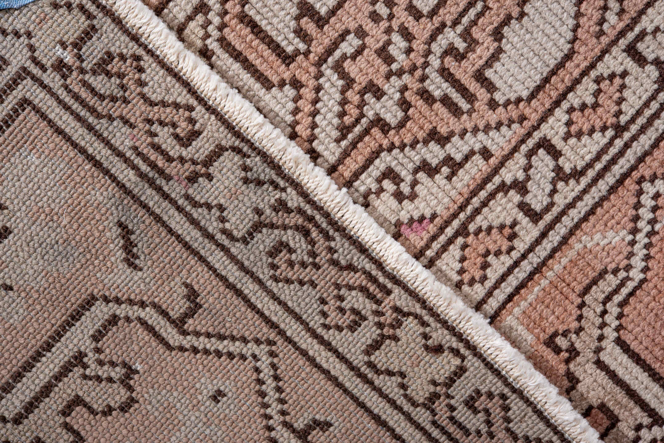 6' x 9' one-of-a-kind handmade antique Sivas medium size rug. Color palette: blush, rose, ivory, taupe, camel, brown, pink