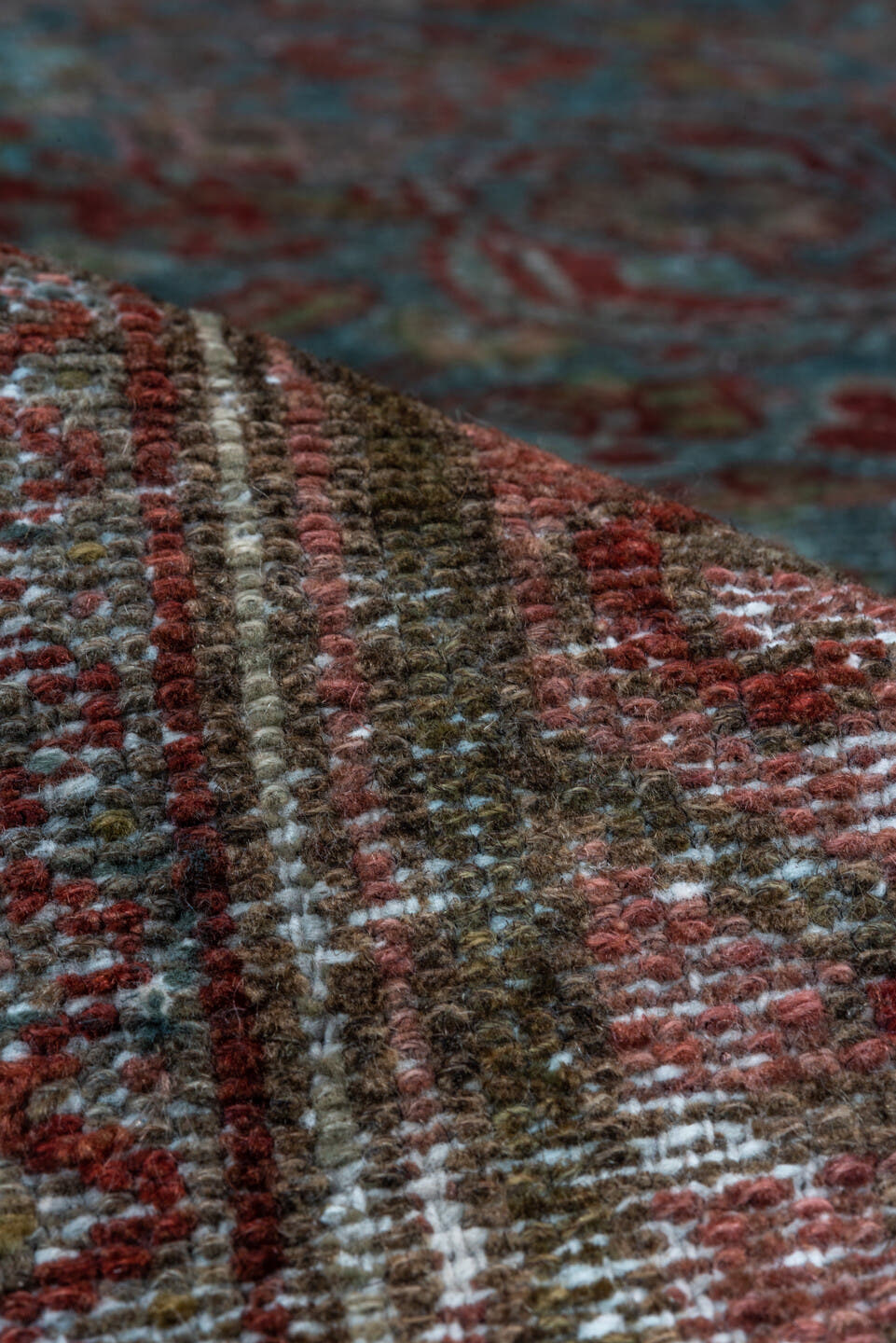 3' x 5' one-of-a-kind handmade vintage Malayer small size rug. Color palette: rust, teal, rose, burgundy, ivory, charcoal