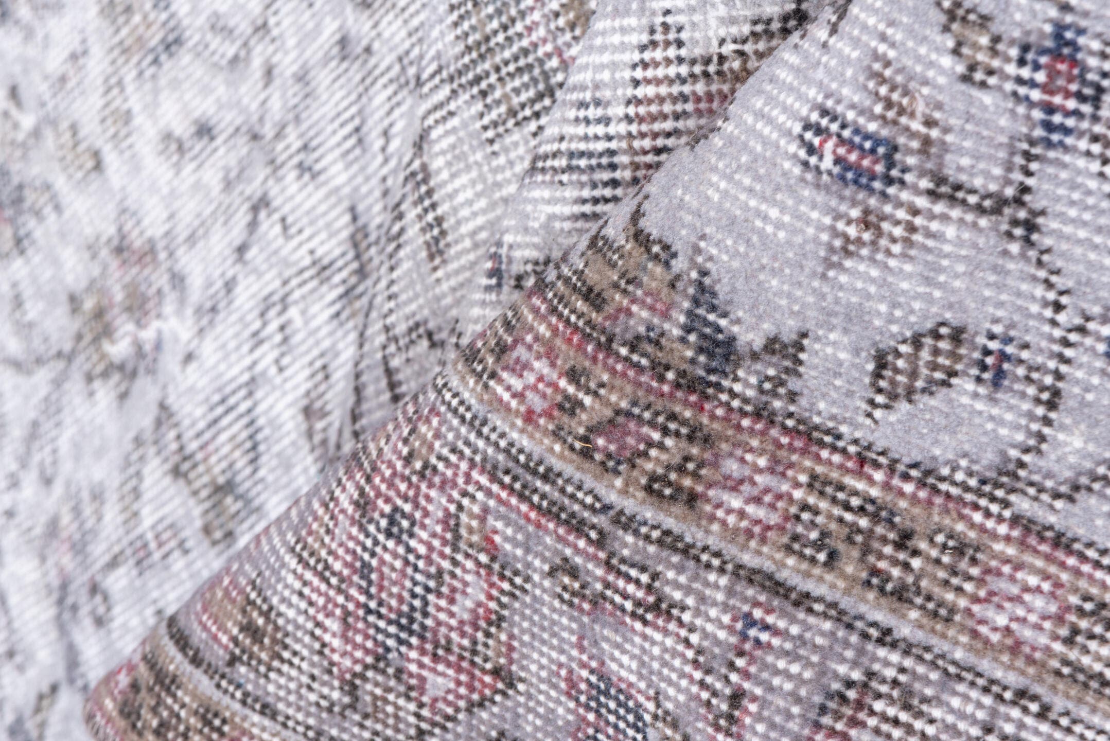 5' x 9' one-of-a-kind handmade vintage Overdyed medium size rug. Color palette: ivory, blush, taupe, rose, beige