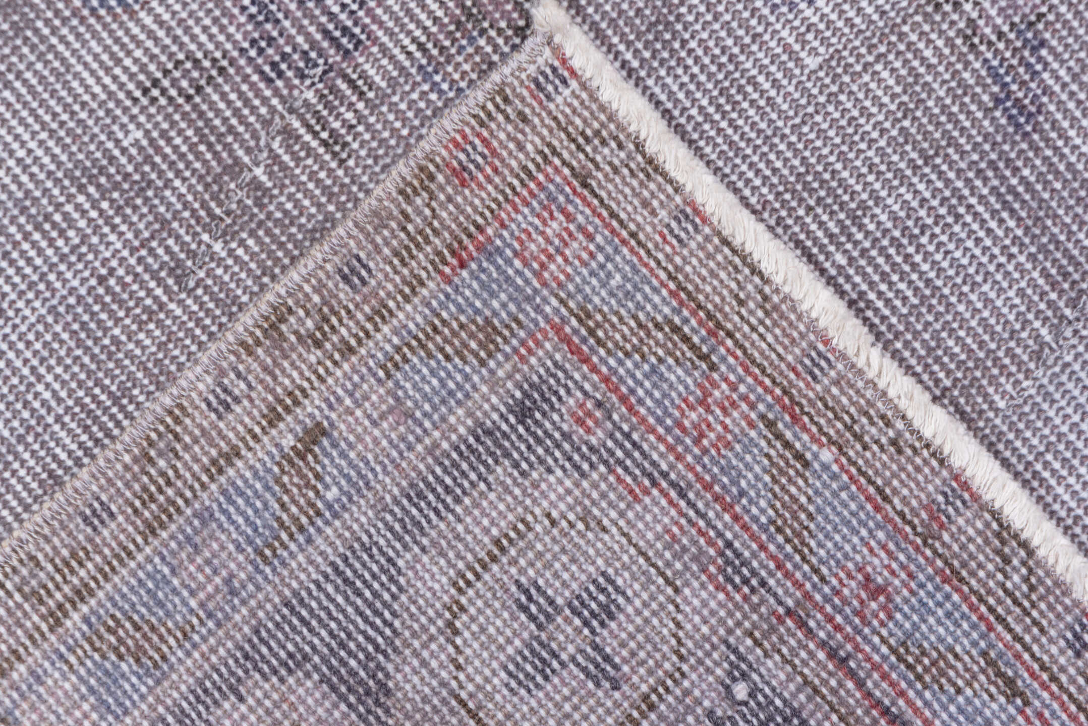 6' x 8' one-of-a-kind handmade vintage Sparta medium size rug. Color palette: gainsboro, gray, light gray, off-white, pink