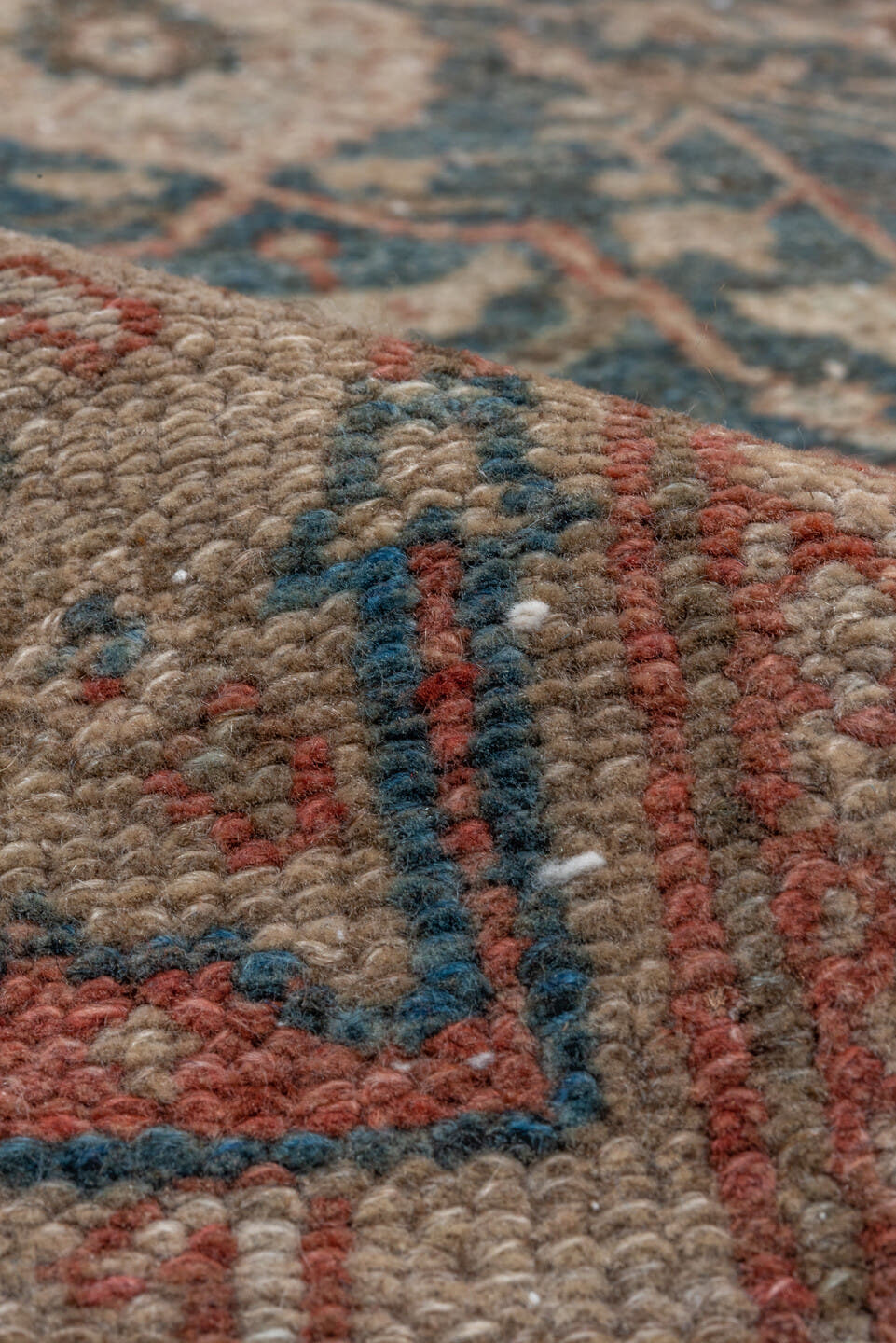 7' x 17' one-of-a-kind handmade vintage Malayer rug. Color palette: teal, rust, ivory, rose, taupe, slate, burgundy