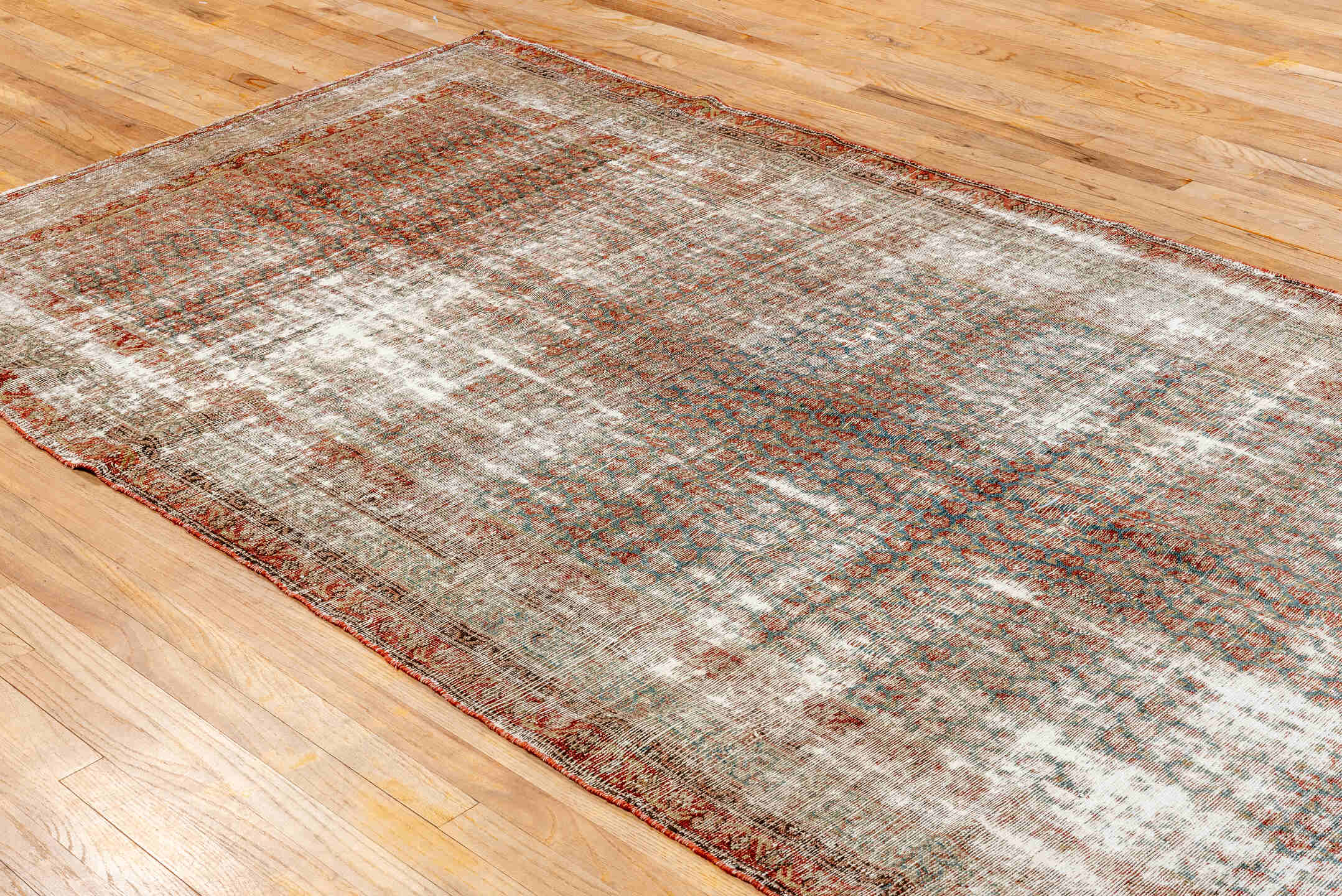 5' x 10' one-of-a-kind handmade vintage Malayer runner rug. Color palette: brown, gray, light gray, linen, off-white