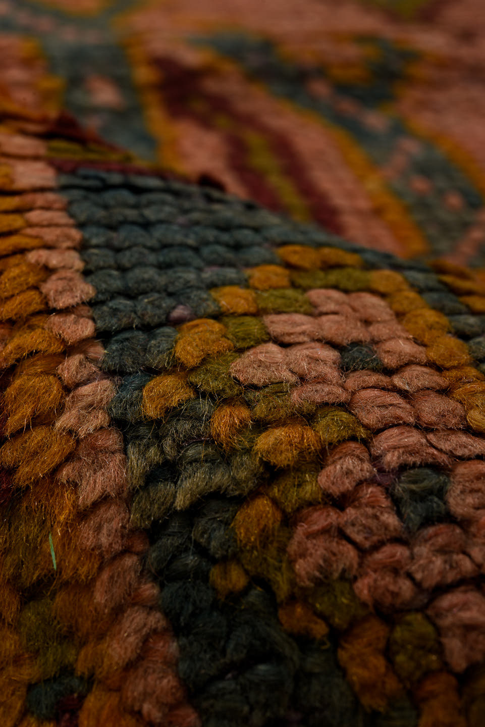 3' x 11' one-of-a-kind handmade antique Oushak runner rug. Color palette: rose, rust, sage, gold, teal, burgundy, ivory