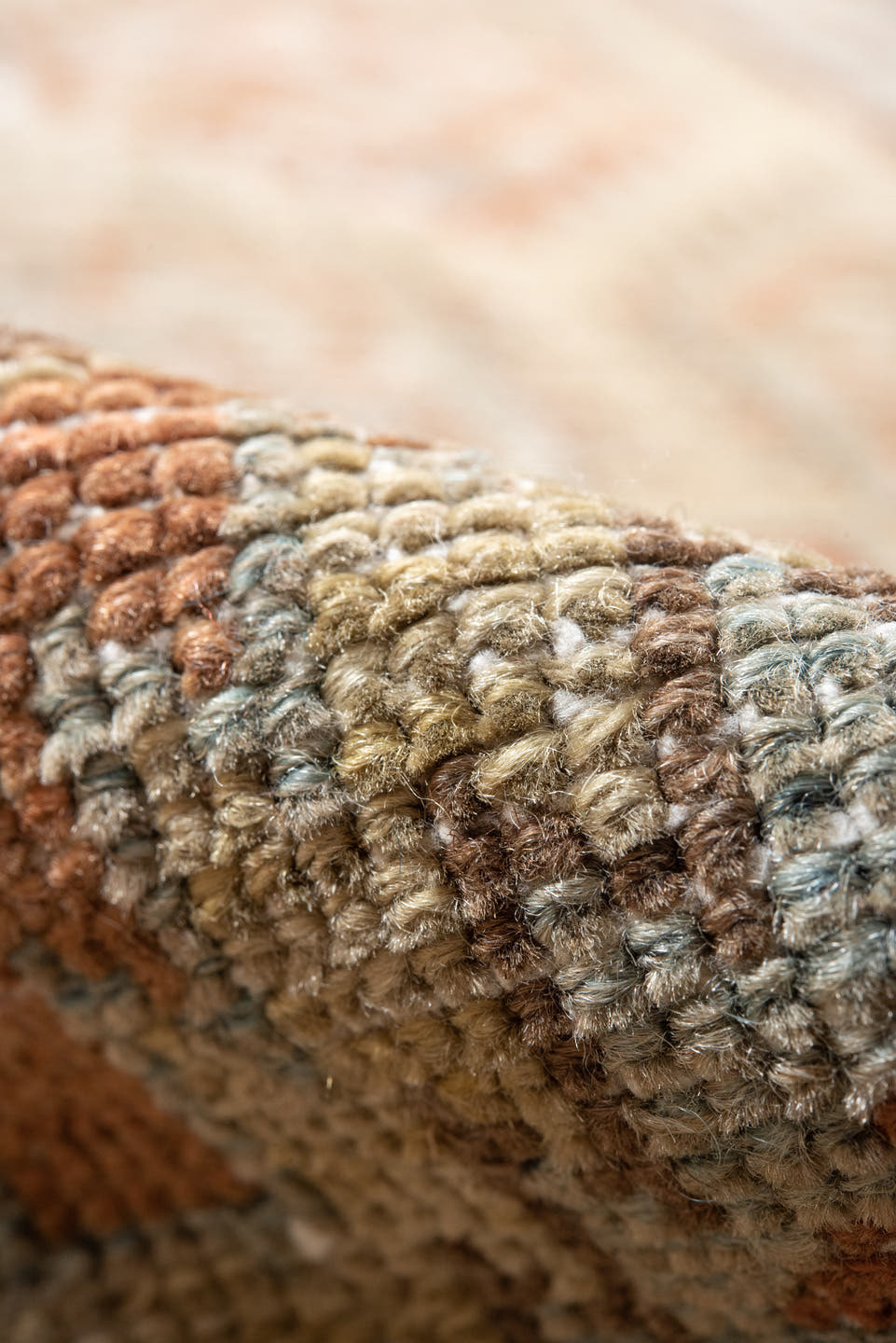 2' x 12' one-of-a-kind handmade antique NW Persian runner rug. Color palette: camel, ivory, taupe, rust, pale_blue, brown