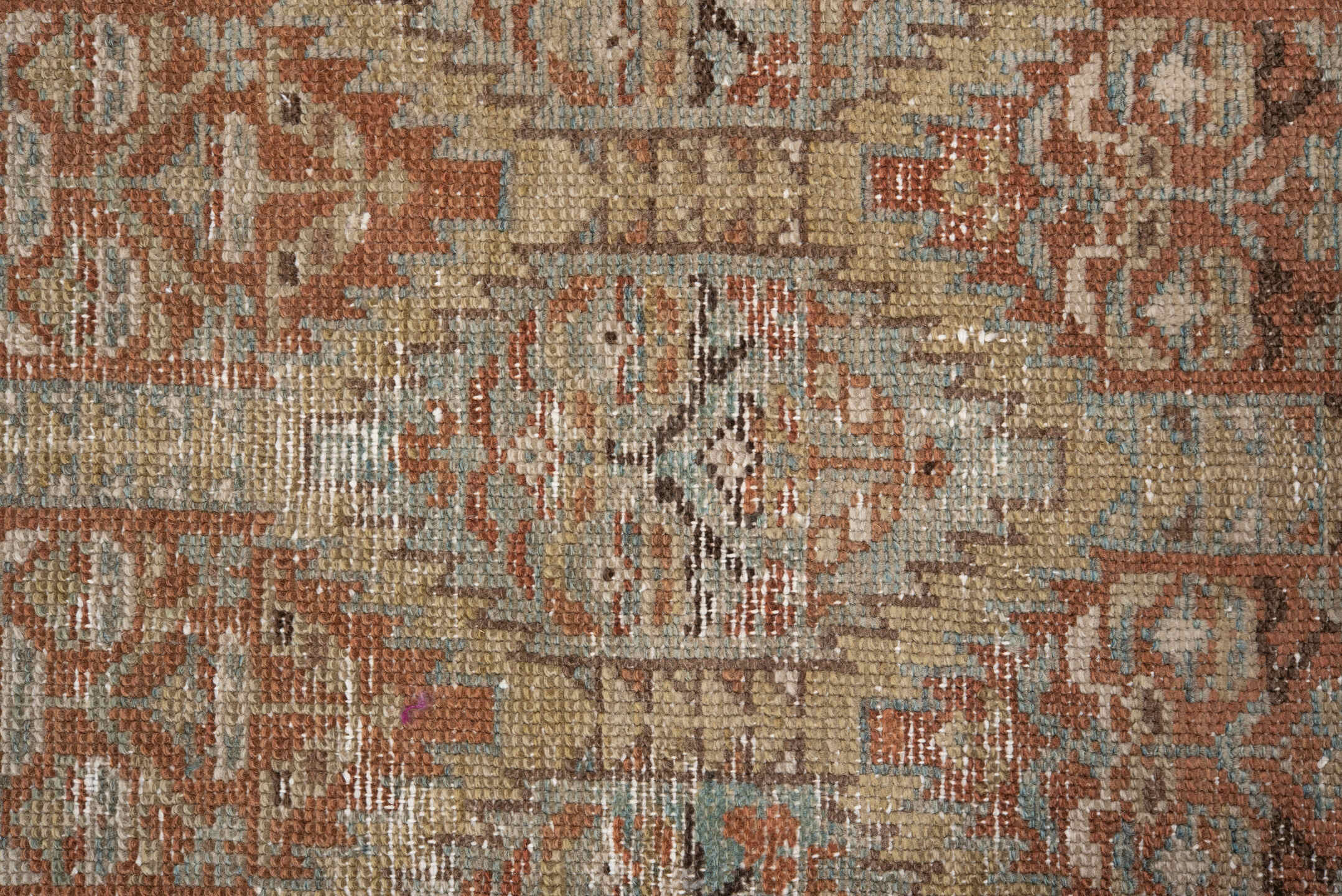 2' x 12' one-of-a-kind handmade antique NW Persian runner rug. Color palette: camel, ivory, taupe, rust, pale_blue, brown