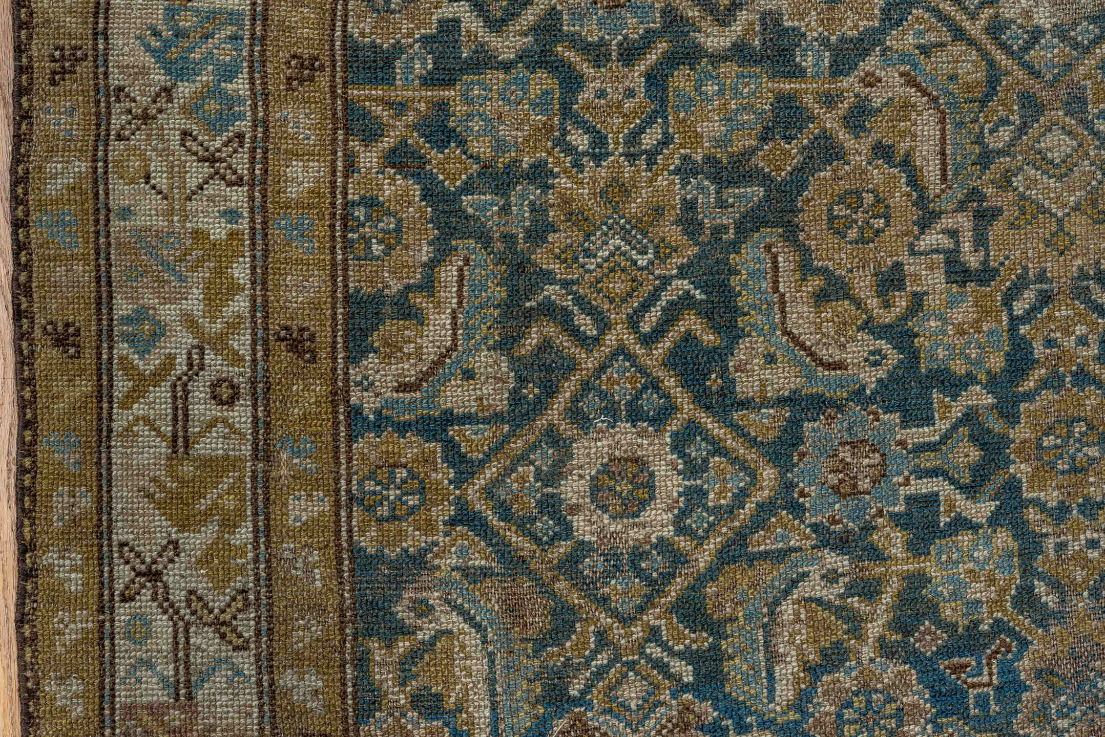 4' x 6' one-of-a-kind handmade antique Cam Hamadan small size rug. Color palette: blue, taupe, ivory, brown, beige, camel
