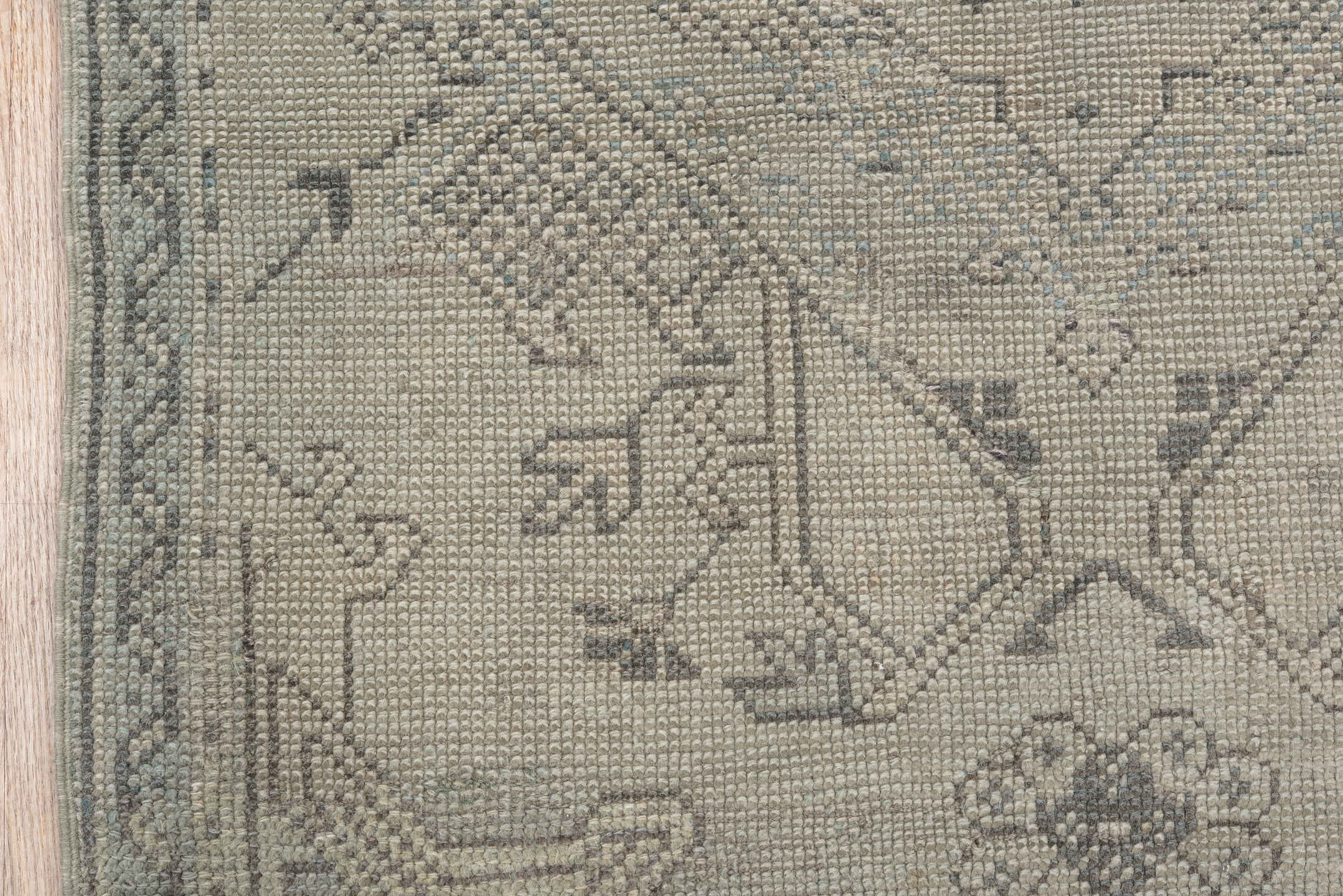 3' x 5' one-of-a-kind handmade vintage Oushak small size rug. Color palette: gray, light gray, off-white