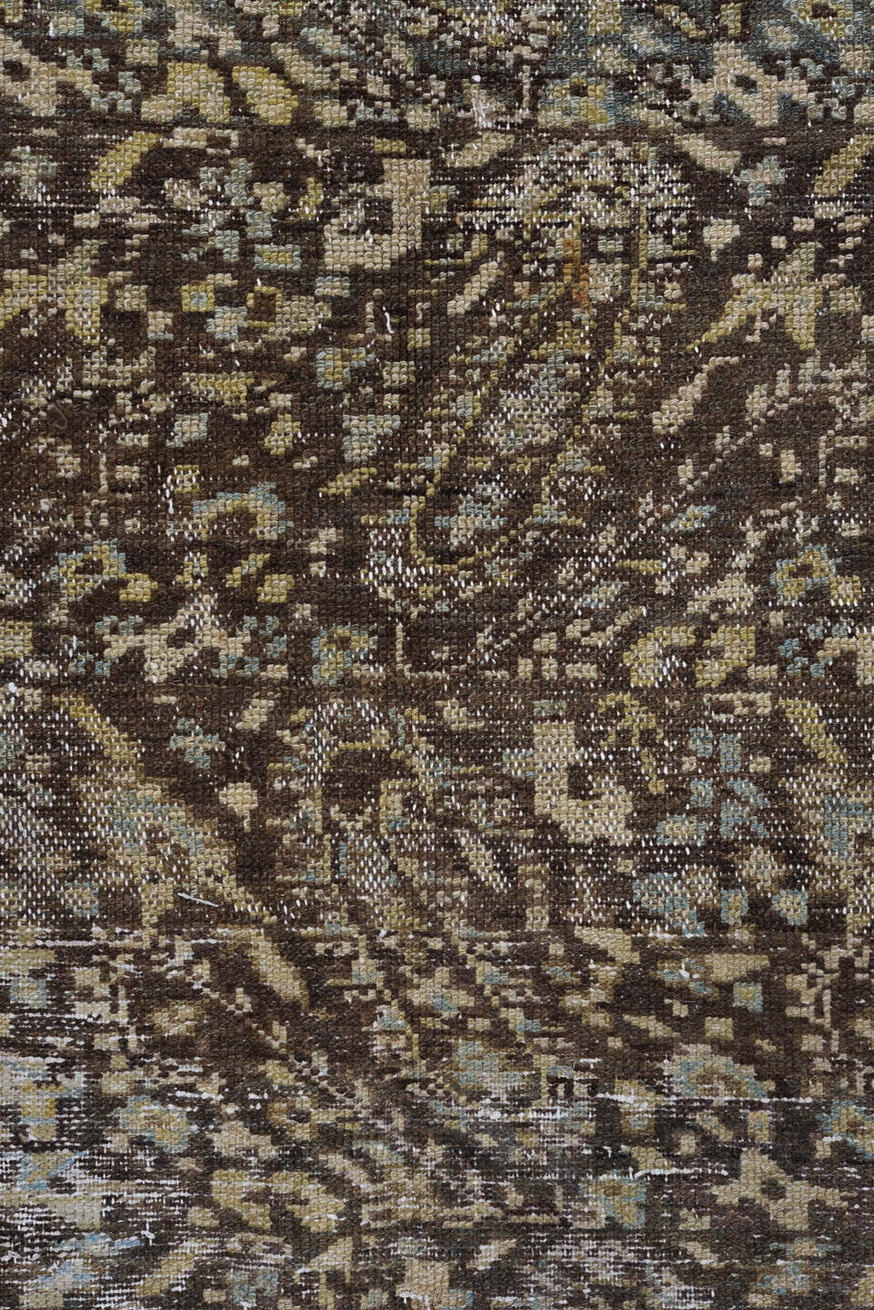 6' x 11' one-of-a-kind handmade vintage Malayer large size rug. Color palette: brown, ivory, taupe, charcoal, slate, camel