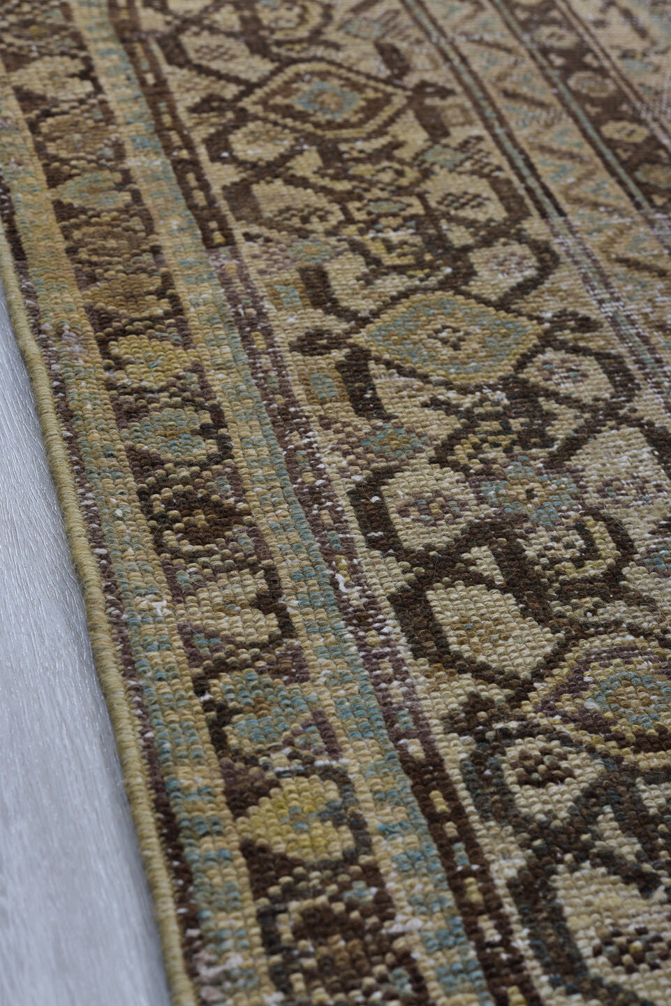 6' x 11' one-of-a-kind handmade vintage Malayer large size rug. Color palette: brown, ivory, taupe, charcoal, slate, camel
