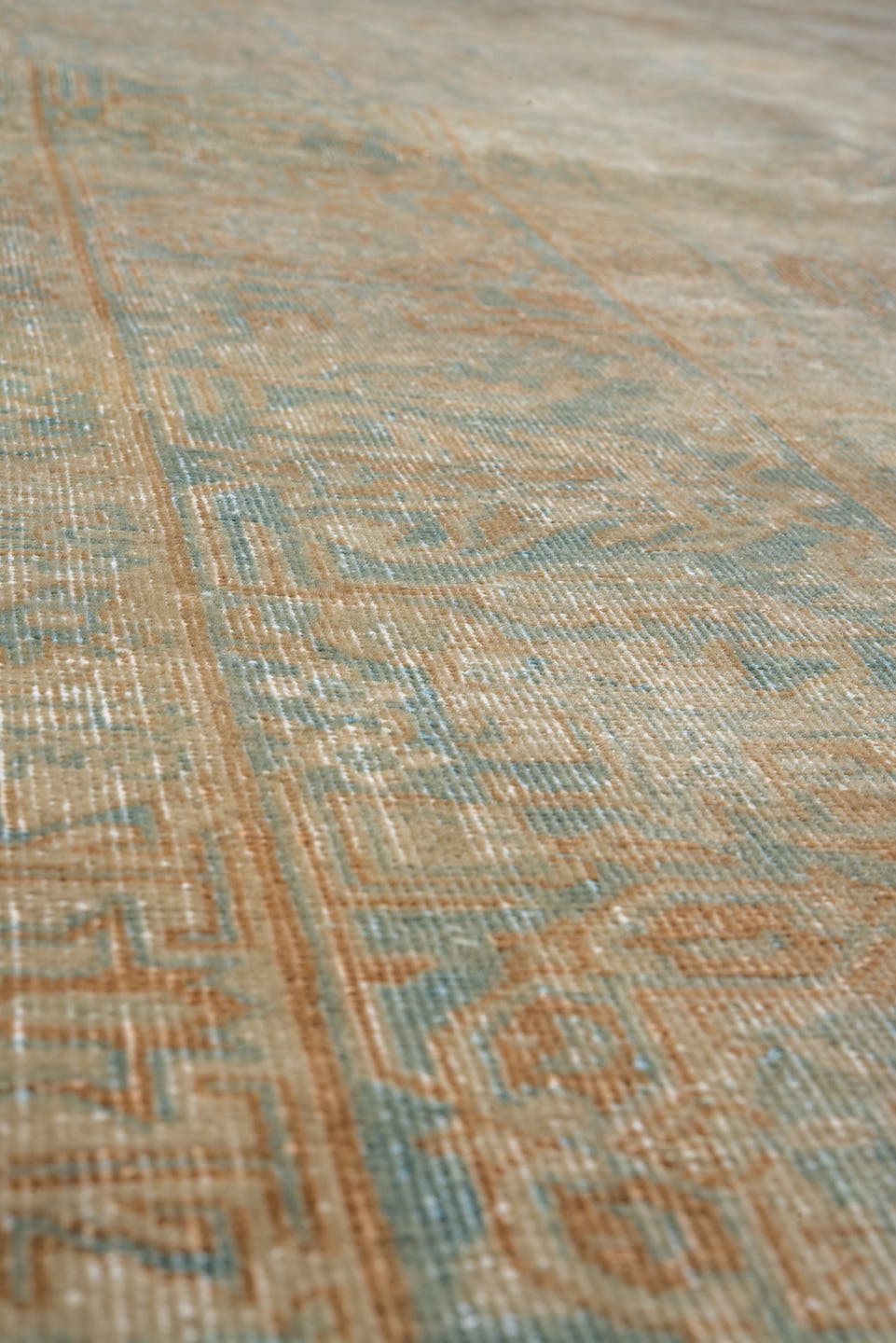 8' x 10' one-of-a-kind handmade antique Tabriz large size rug. Color palette: beige, ivory, sky blue, taupe, camel, sage
