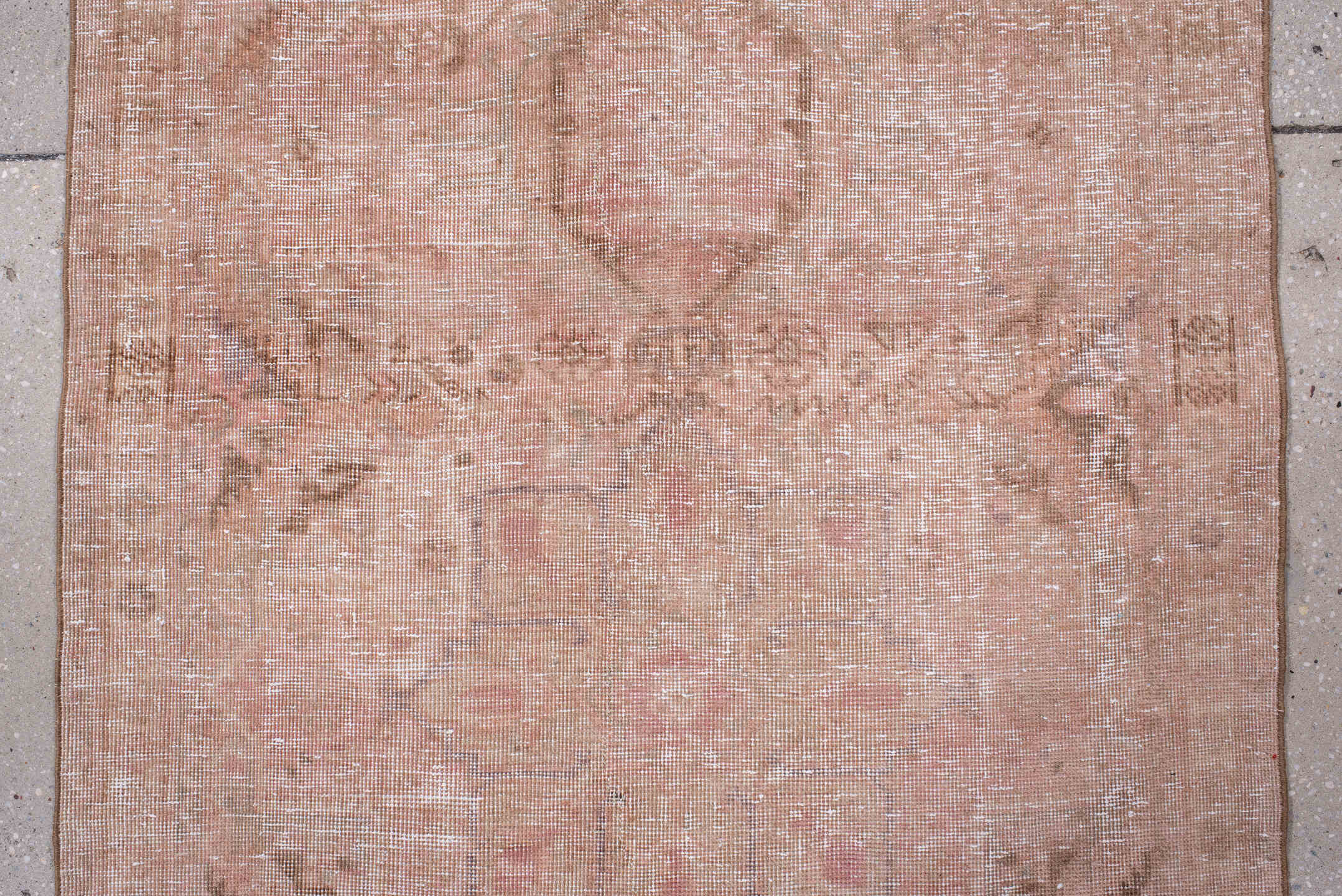 3' x 10' one-of-a-kind handmade antique Sarab runner rug. Color palette: blush, ivory, taupe, brown, rose, pink, beige, gray
