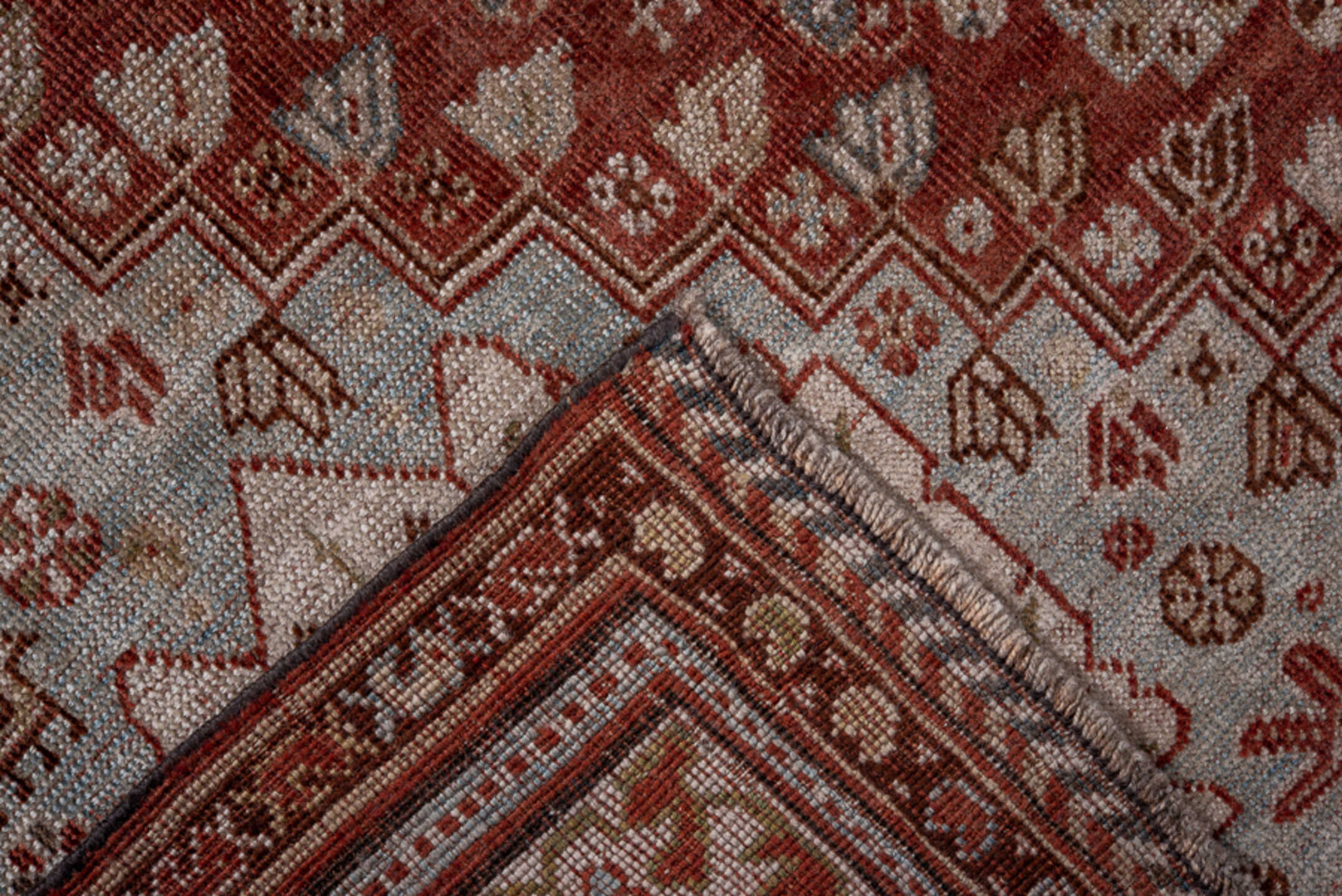 4' x 6' one-of-a-kind handmade vintage Qashqai small size rug. Color palette: black, brown, charcoal, dim gray, gray, pink