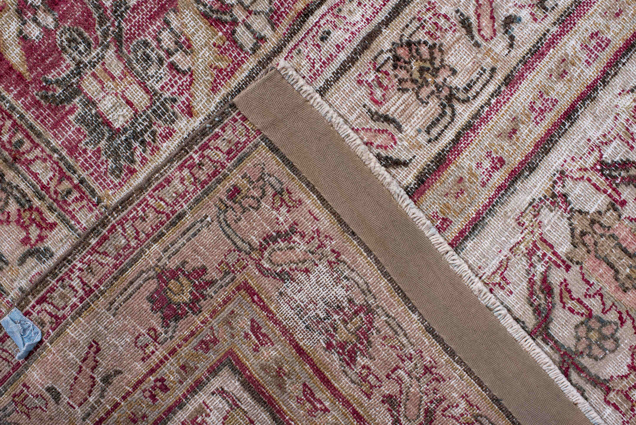 9' x 11' one-of-a-kind handmade antique Khorassan large size rug. Color palette: ivory, rose, taupe, dusty pink, beige