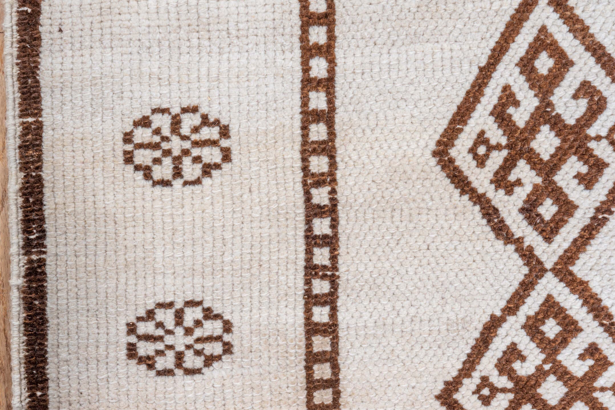 3' x 13' one-of-a-kind handmade antique Kars runner rug. Color palette: ivory, brown, taupe, beige, gray