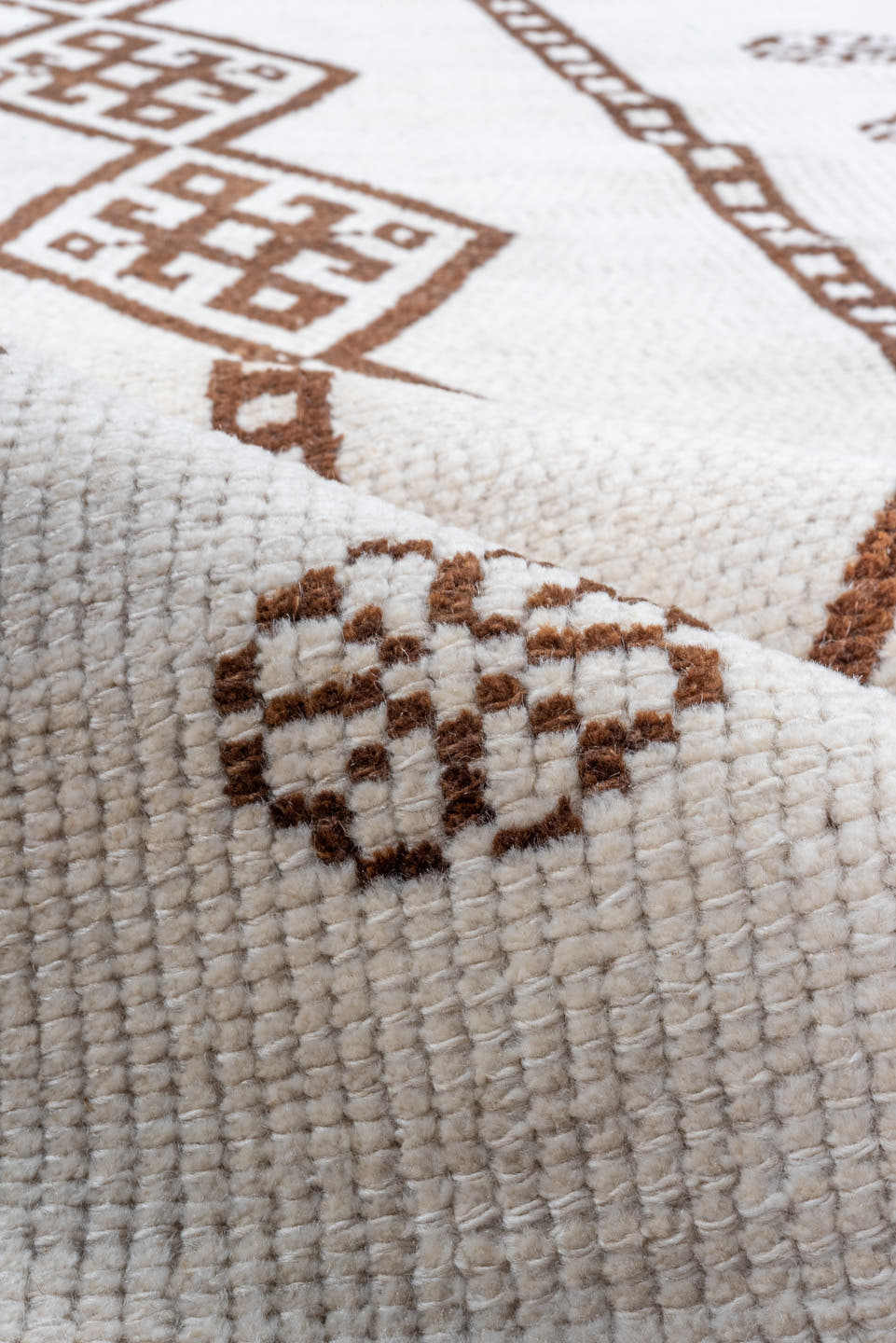 3' x 13' one-of-a-kind handmade antique Kars runner rug. Color palette: ivory, brown, taupe, beige, gray