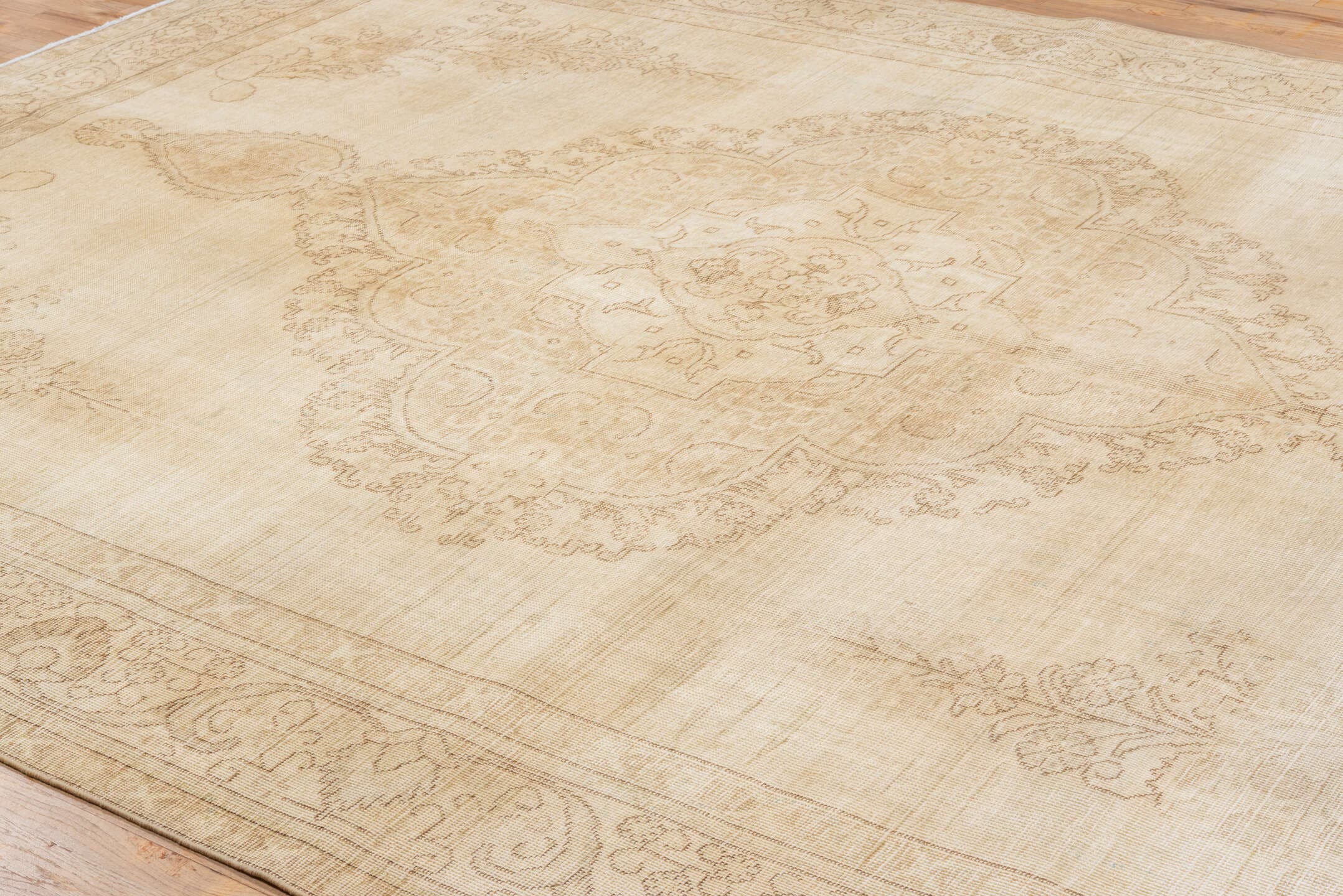 9' x 12' one-of-a-kind handmade antique Tabriz large size rug. Color palette: ivory, beige, taupe, sand, camel, gray