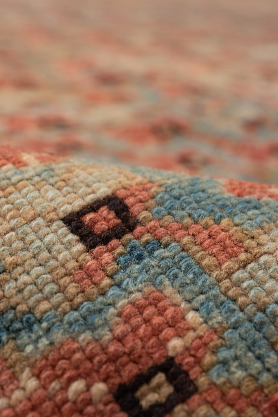 4' x 5' one-of-a-kind handmade vintage Afshar small size rug. Color palette: black, brown, gray, off-white, orange, pink