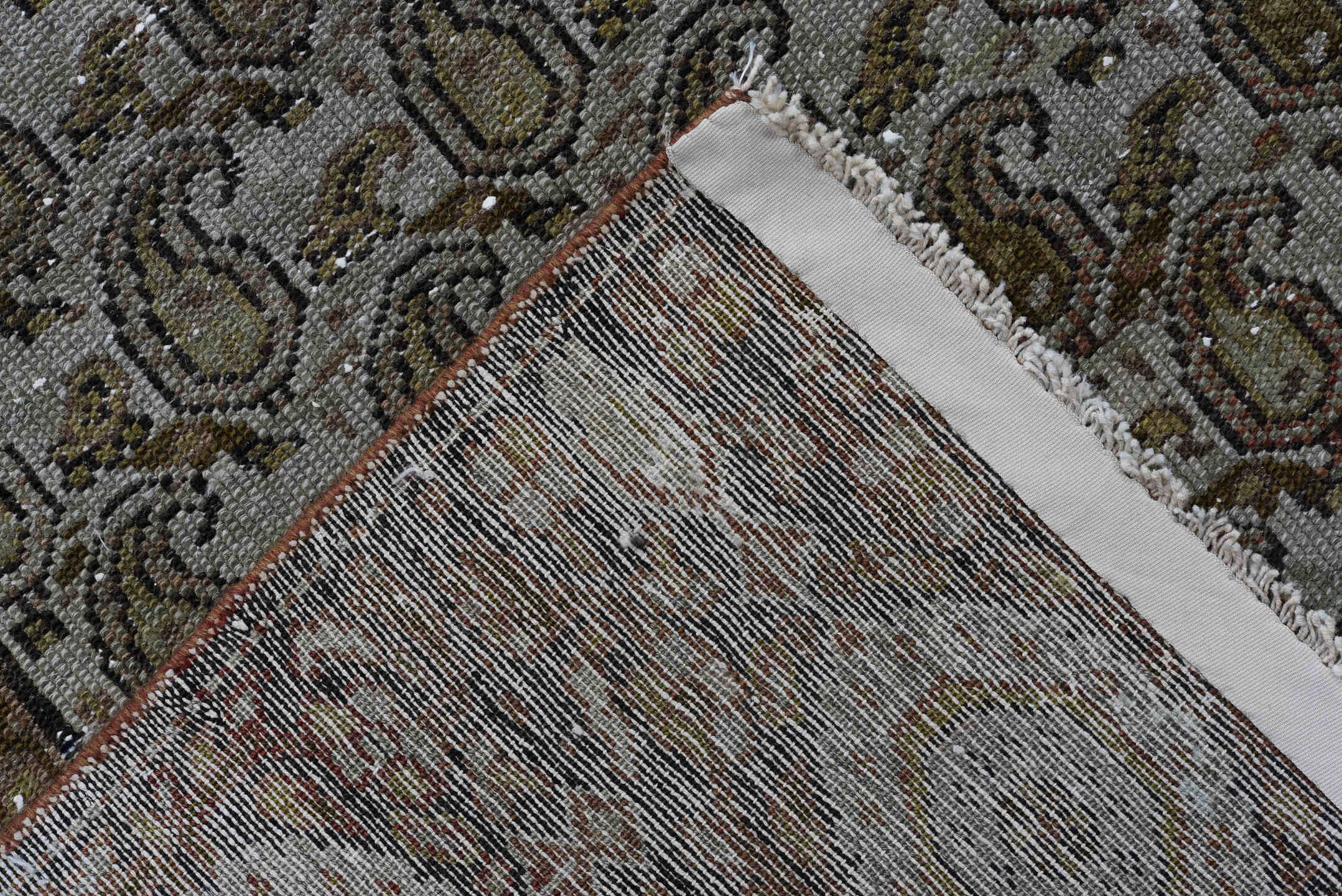 3' x 16' one-of-a-kind handmade vintage Malayer runner rug. Color palette: dim gray, gray, light gray, off-white, silver