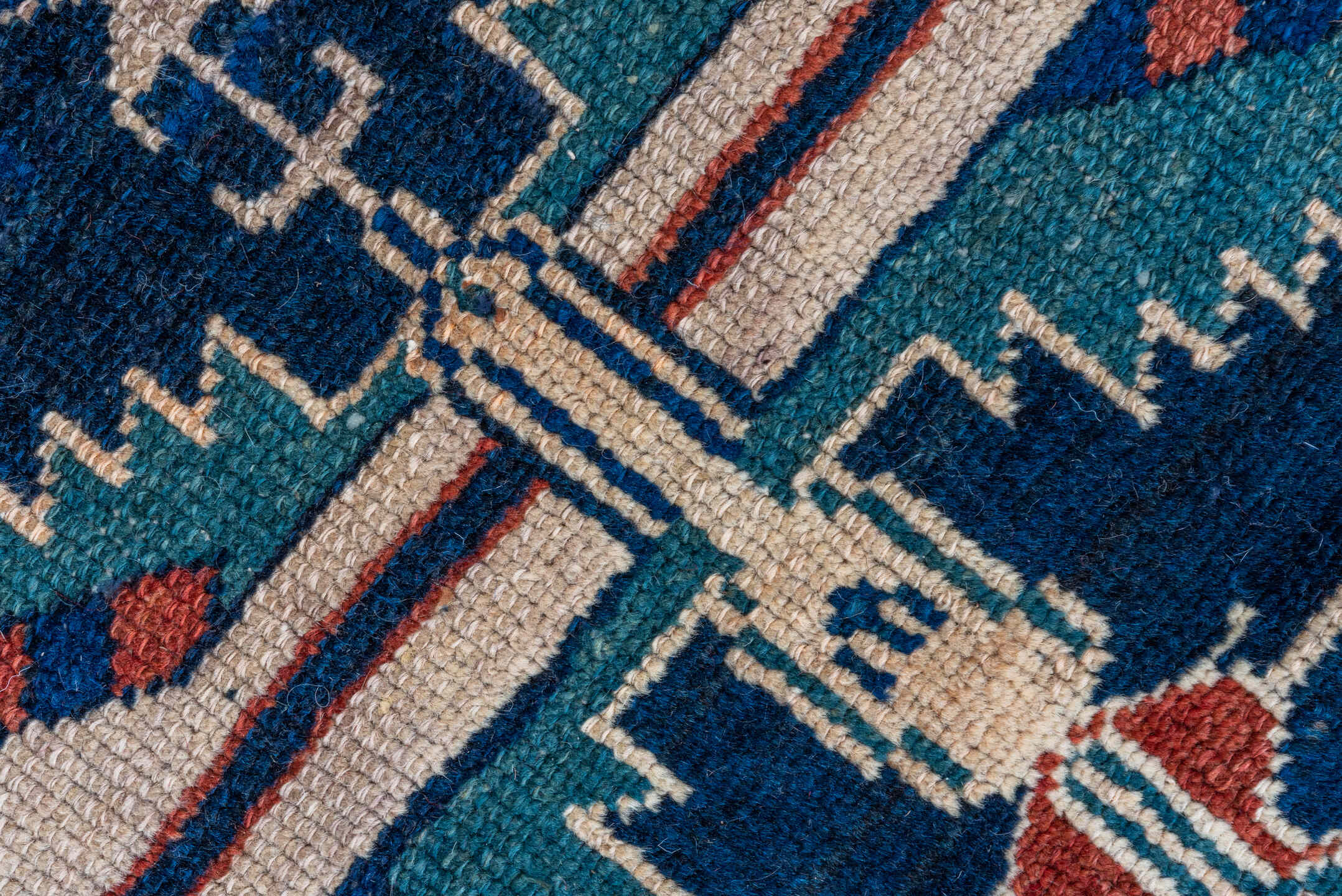 3' x 7' one-of-a-kind handmade vintage Malayer runner rug. Color palette: navy, ivory, rust, teal, camel, crimson, charcoal