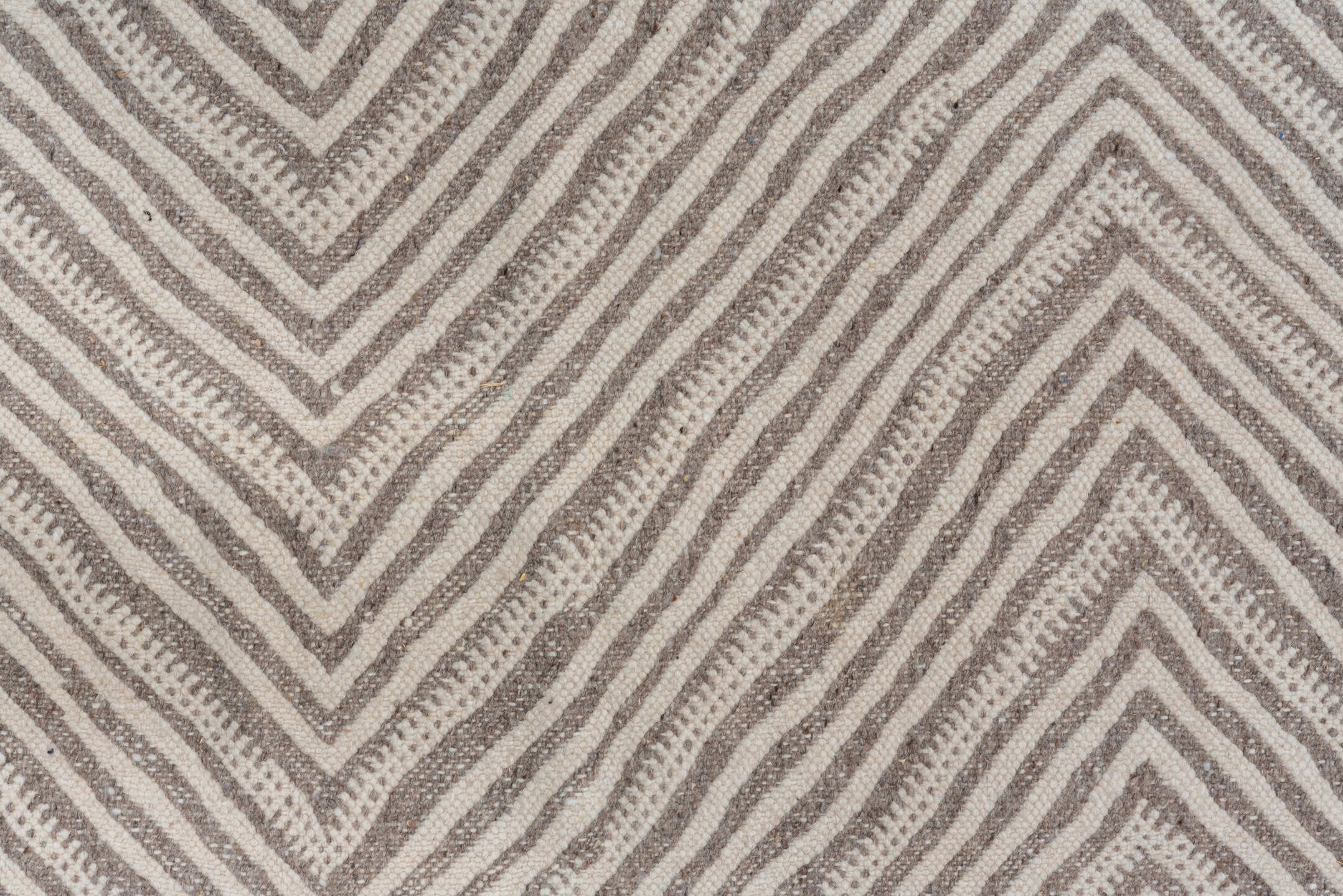 9' x 13' one-of-a-kind handmade vintage Kilim large size rug. Color palette: brown, gray, light gray, off-white, pink