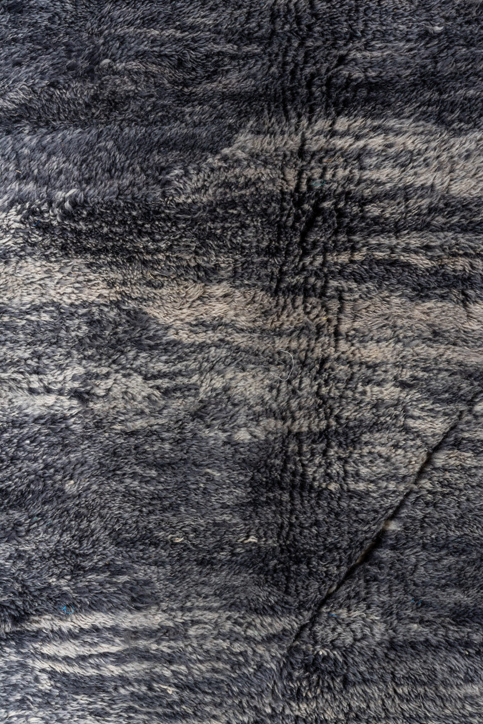 11' x 14' one-of-a-kind handmade vintage Moroccan oversize rug. Color palette: black, blue, charcoal, dark gray, dim gray