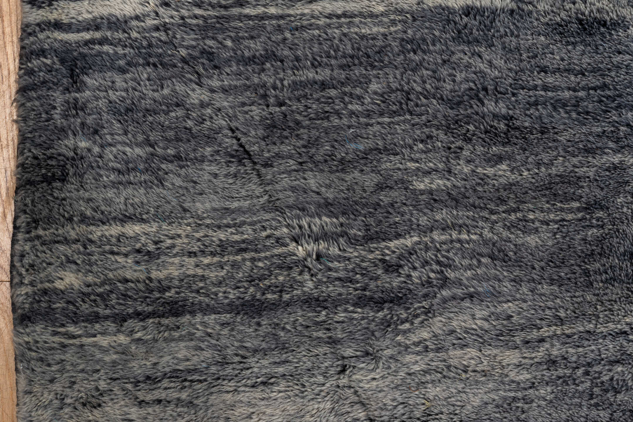 11' x 14' one-of-a-kind handmade vintage Moroccan oversize rug. Color palette: black, blue, charcoal, dark gray, dim gray