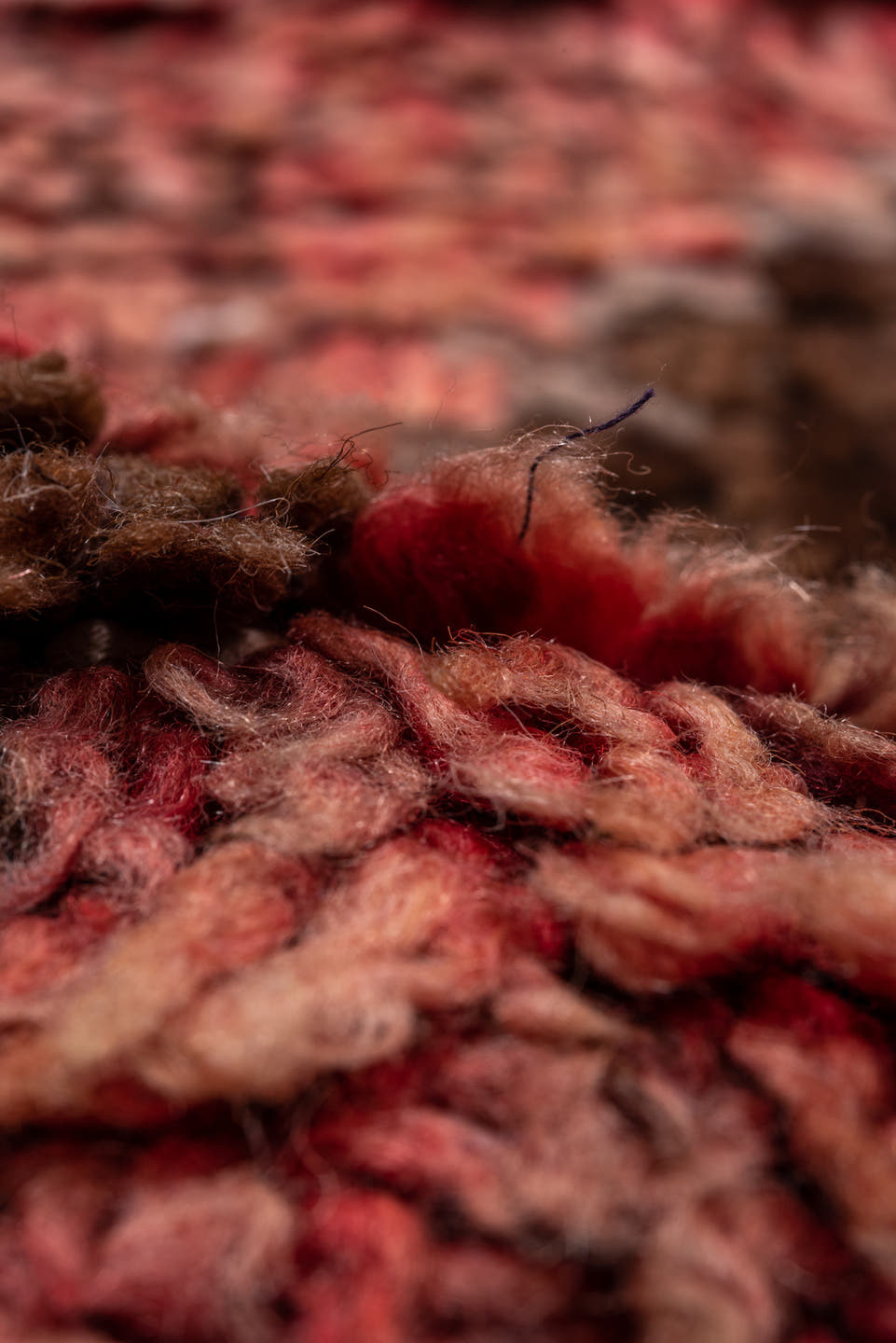 2' x 8' one-of-a-kind handmade vintage Moroccan runner rug. Color palette: rose, brown, dusty pink, mahogany, taupe, ivory