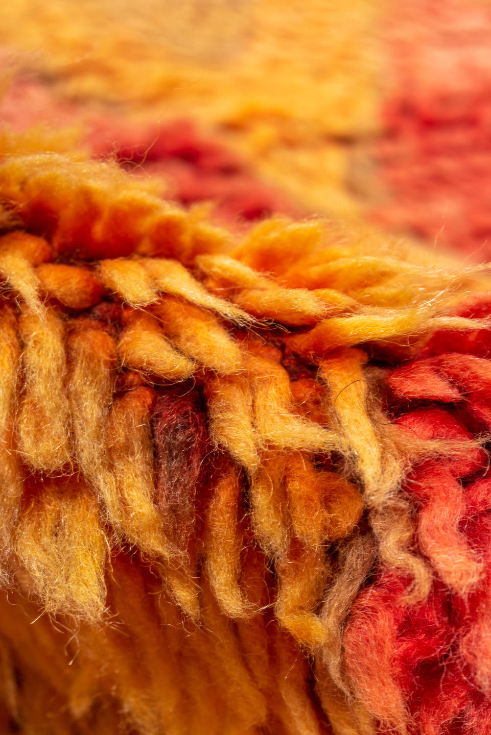 3' x 10' one-of-a-kind handmade vintage Moroccan runner rug. Color palette: coral, saffron, terra cotta, taupe, rose, camel