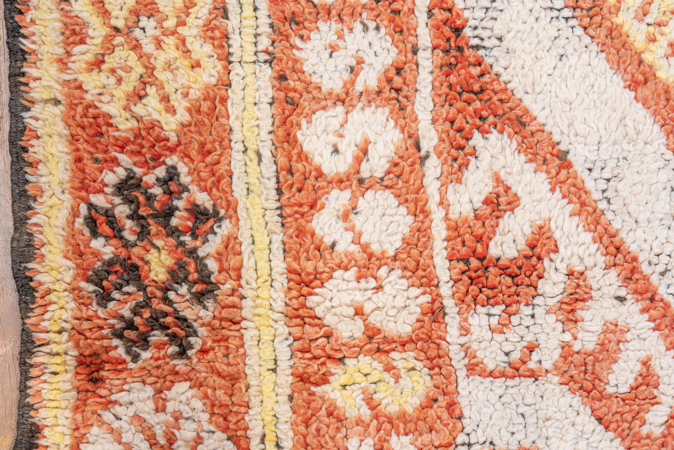 5' x 9' one-of-a-kind handmade vintage Moroccan medium size rug. Color palette: terra cotta, ivory, rust, gold, charcoal