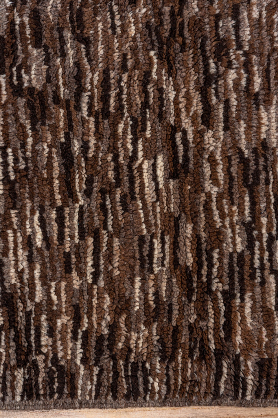 6' x 9' one-of-a-kind handmade vintage Moroccan medium size rug. Color palette: brown, taupe, camel, charcoal, ivory, beige